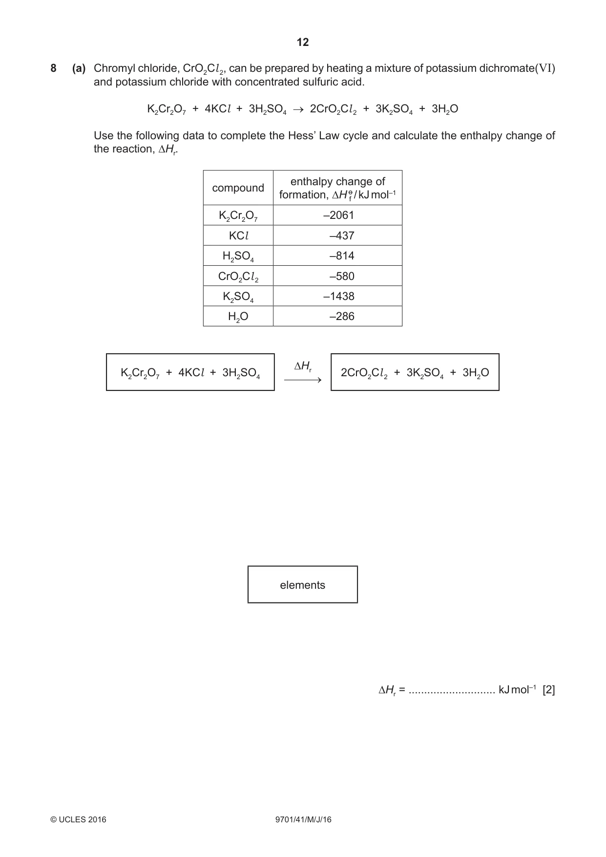 Cambridge A Level Chemistry 9701 2016 May/June Paper 4 · Variant 1 question paper, page 12 of 20