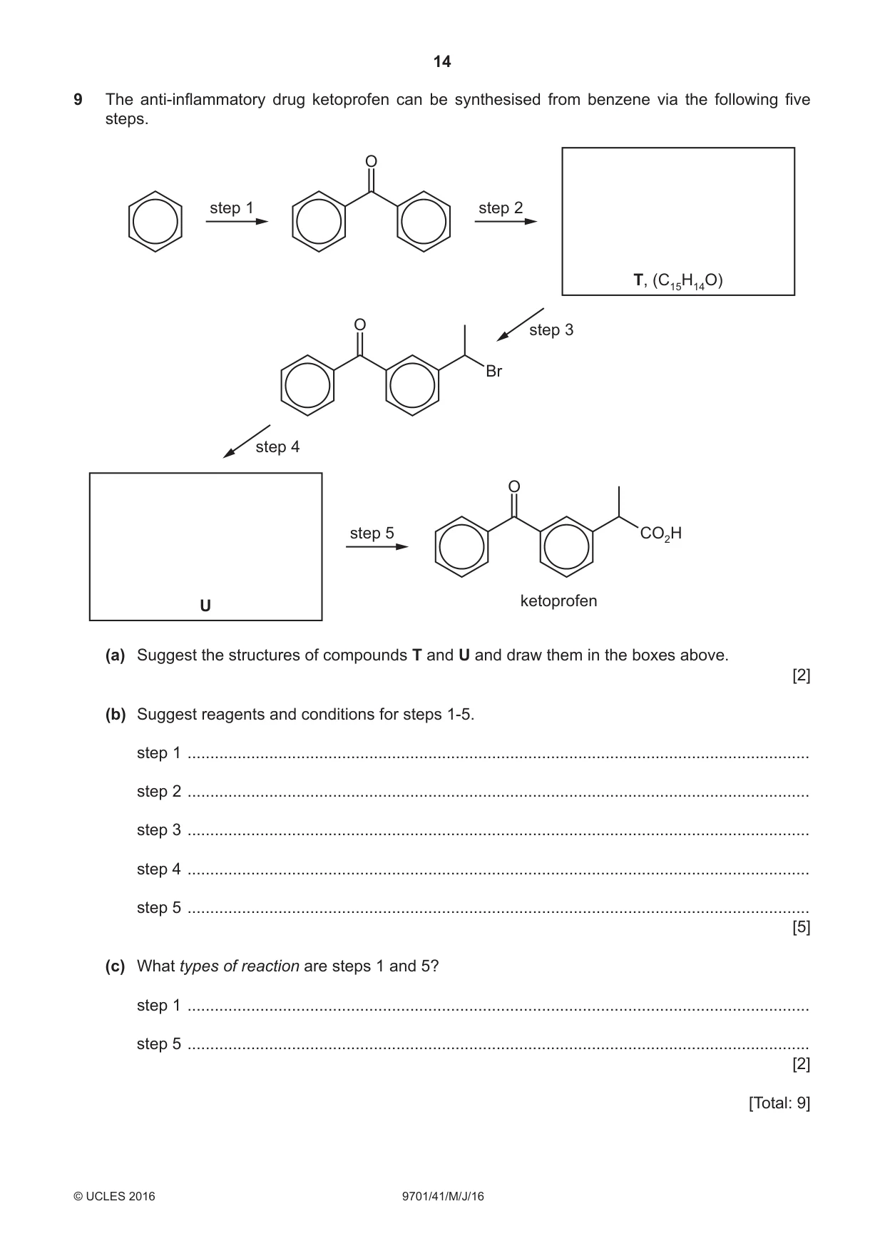 Cambridge A Level Chemistry 9701 2016 May/June Paper 4 · Variant 1 question paper, page 14 of 20