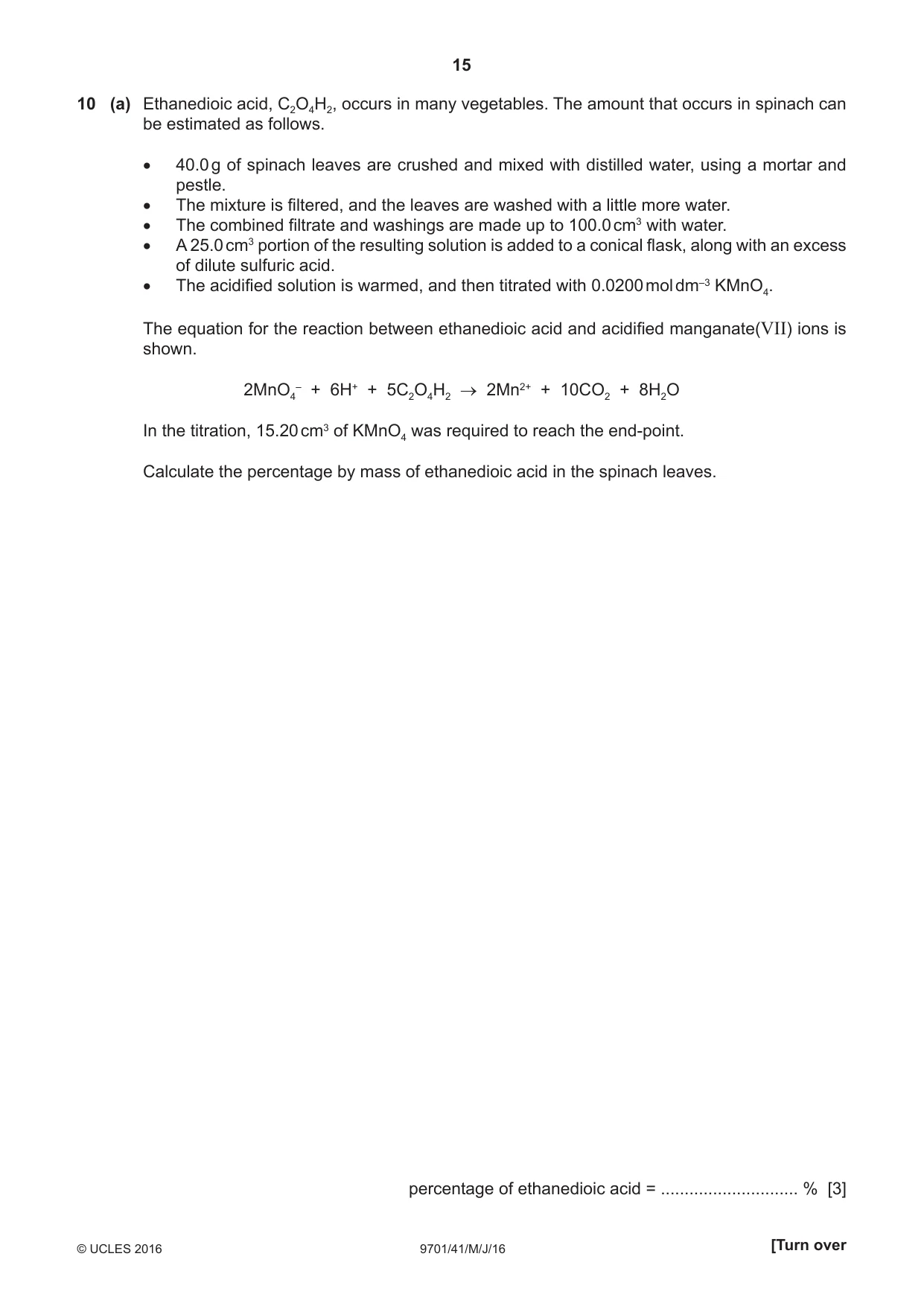 Cambridge A Level Chemistry 9701 2016 May/June Paper 4 · Variant 1 question paper, page 15 of 20