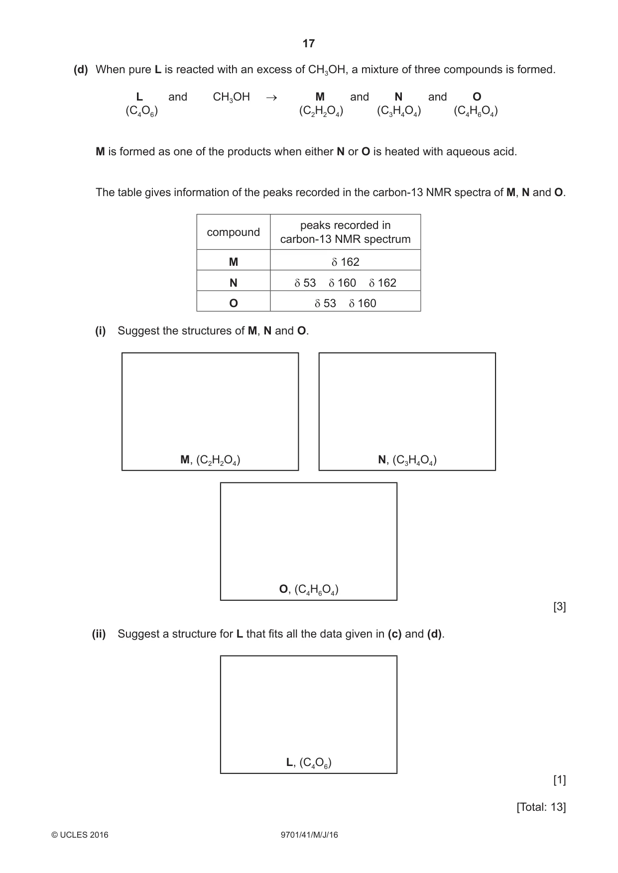 Cambridge A Level Chemistry 9701 2016 May/June Paper 4 · Variant 1 question paper, page 17 of 20