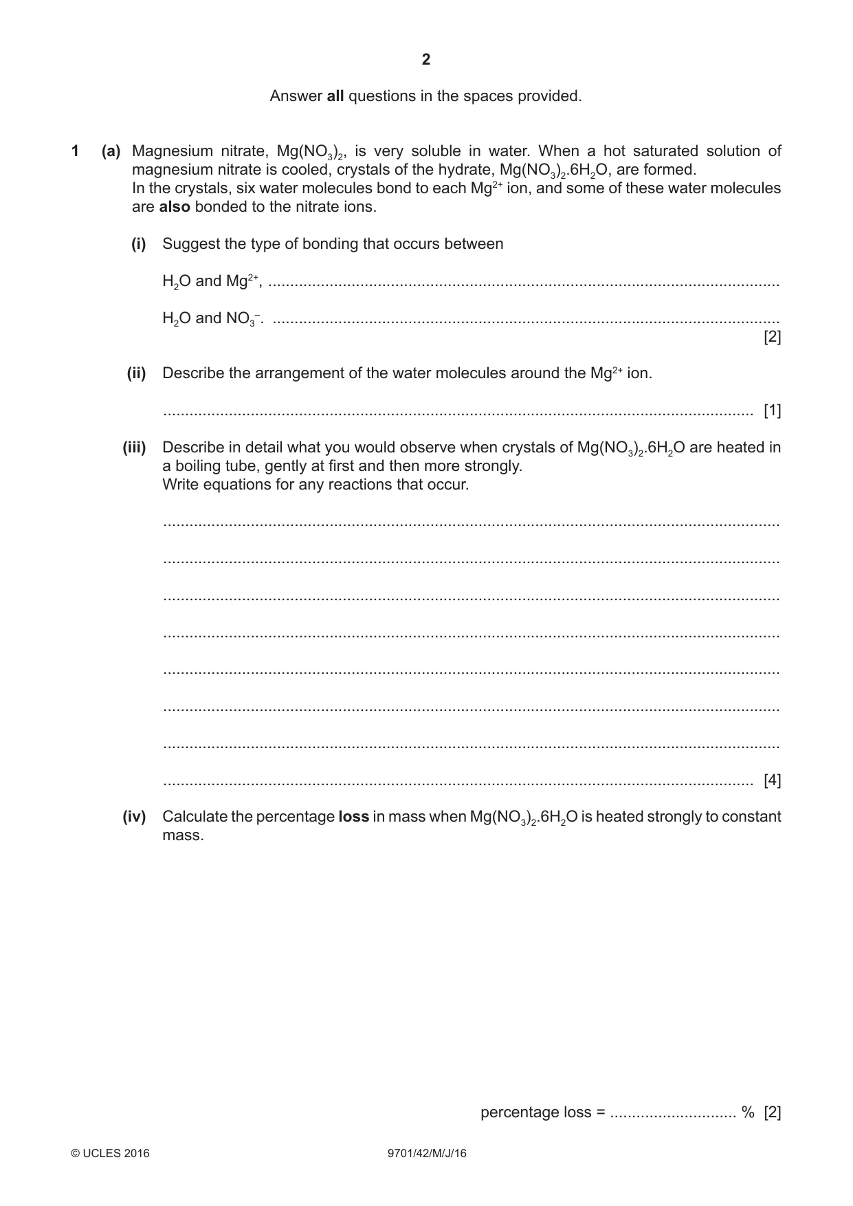 Cambridge A Level Chemistry 9701 2016 May/June Paper 4 · Variant 2 question paper, page 2 of 20