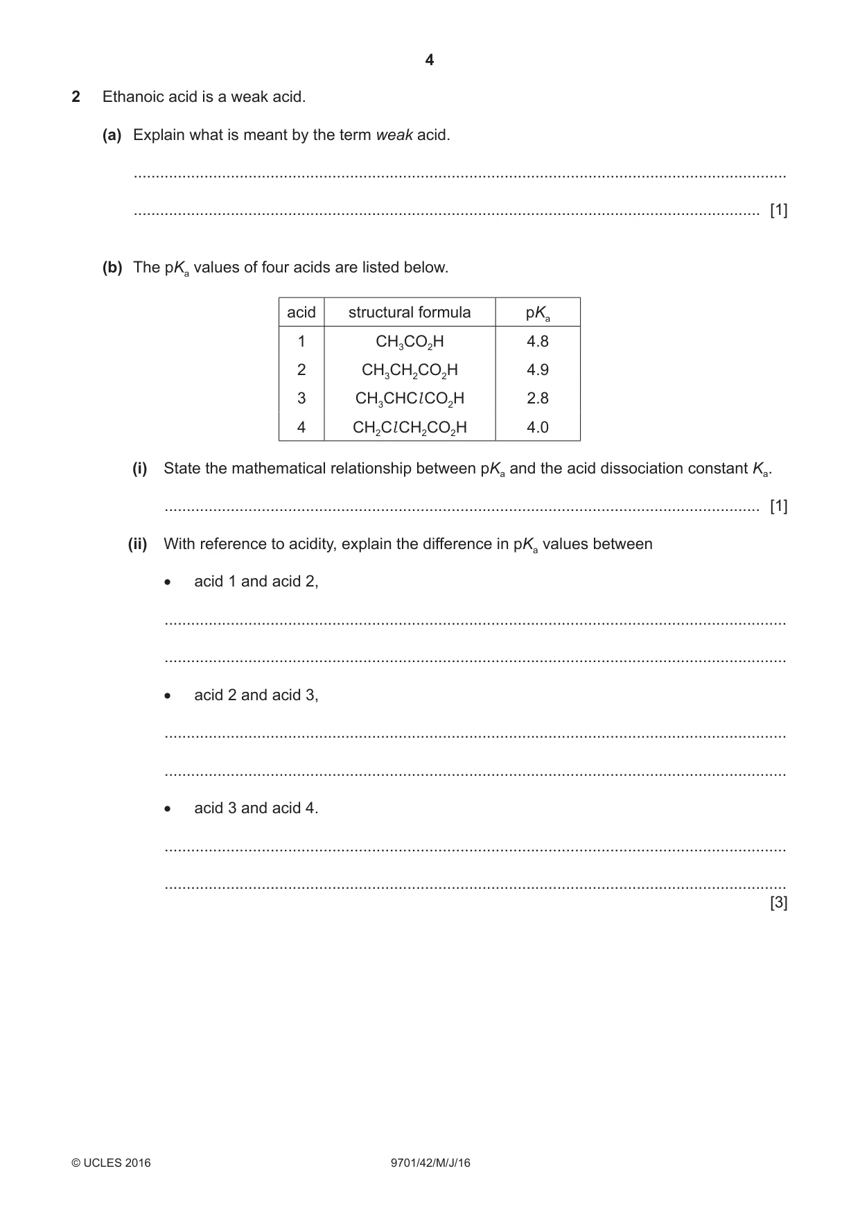 Cambridge A Level Chemistry 9701 2016 May/June Paper 4 · Variant 2 question paper, page 4 of 20