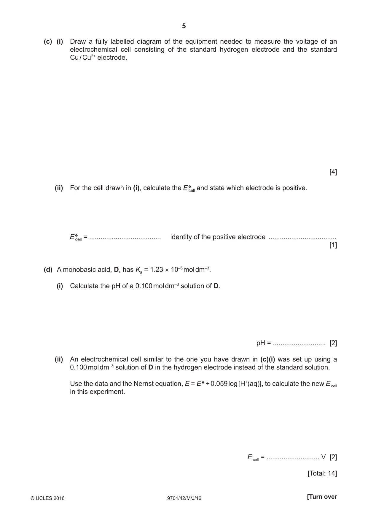 Cambridge A Level Chemistry 9701 2016 May/June Paper 4 · Variant 2 question paper, page 5 of 20