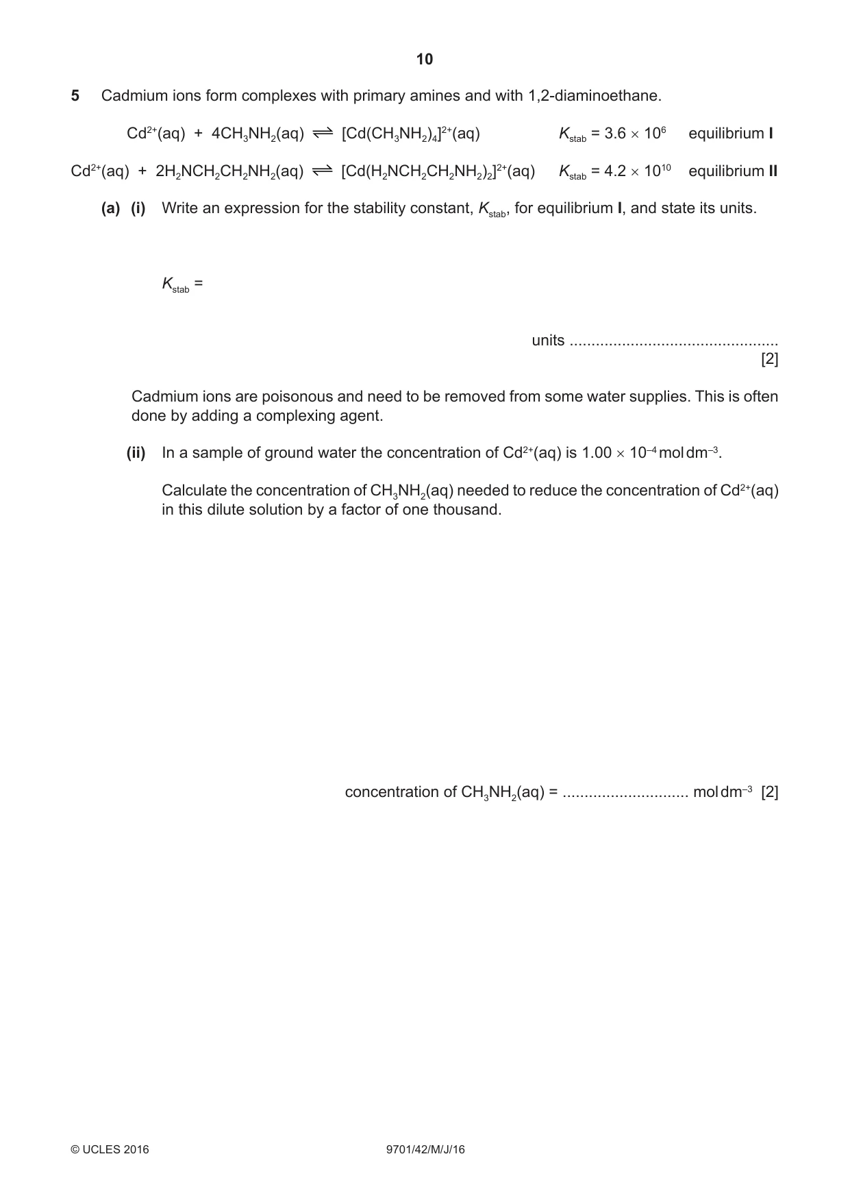 Cambridge A Level Chemistry 9701 2016 May/June Paper 4 · Variant 2 question paper, page 10 of 20