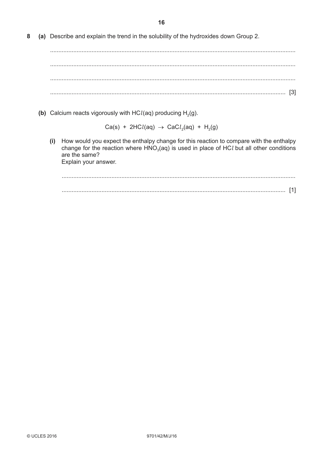 Cambridge A Level Chemistry 9701 2016 May/June Paper 4 · Variant 2 question paper, page 16 of 20