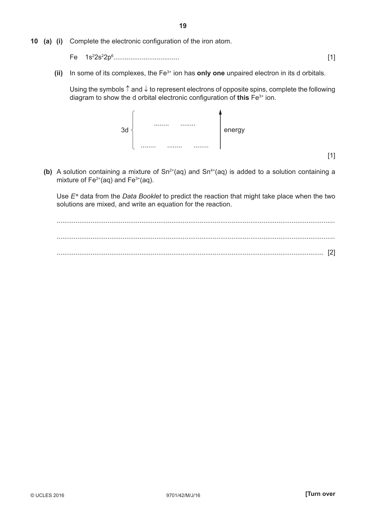 Cambridge A Level Chemistry 9701 2016 May/June Paper 4 · Variant 2 question paper, page 19 of 20