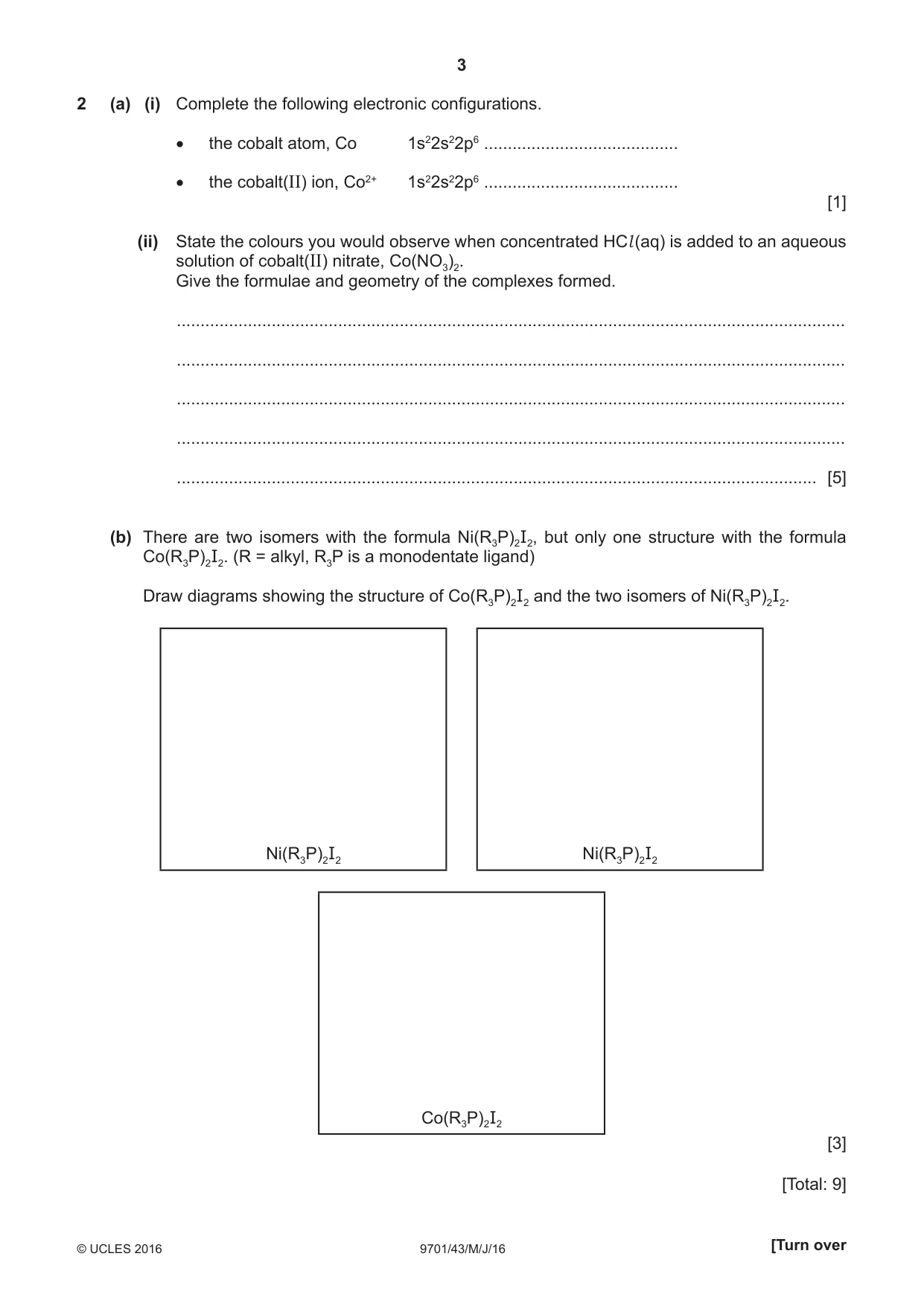Cambridge A Level Chemistry 9701 2016 May/June Paper 4 · Variant 3 question paper, page 3 of 20
