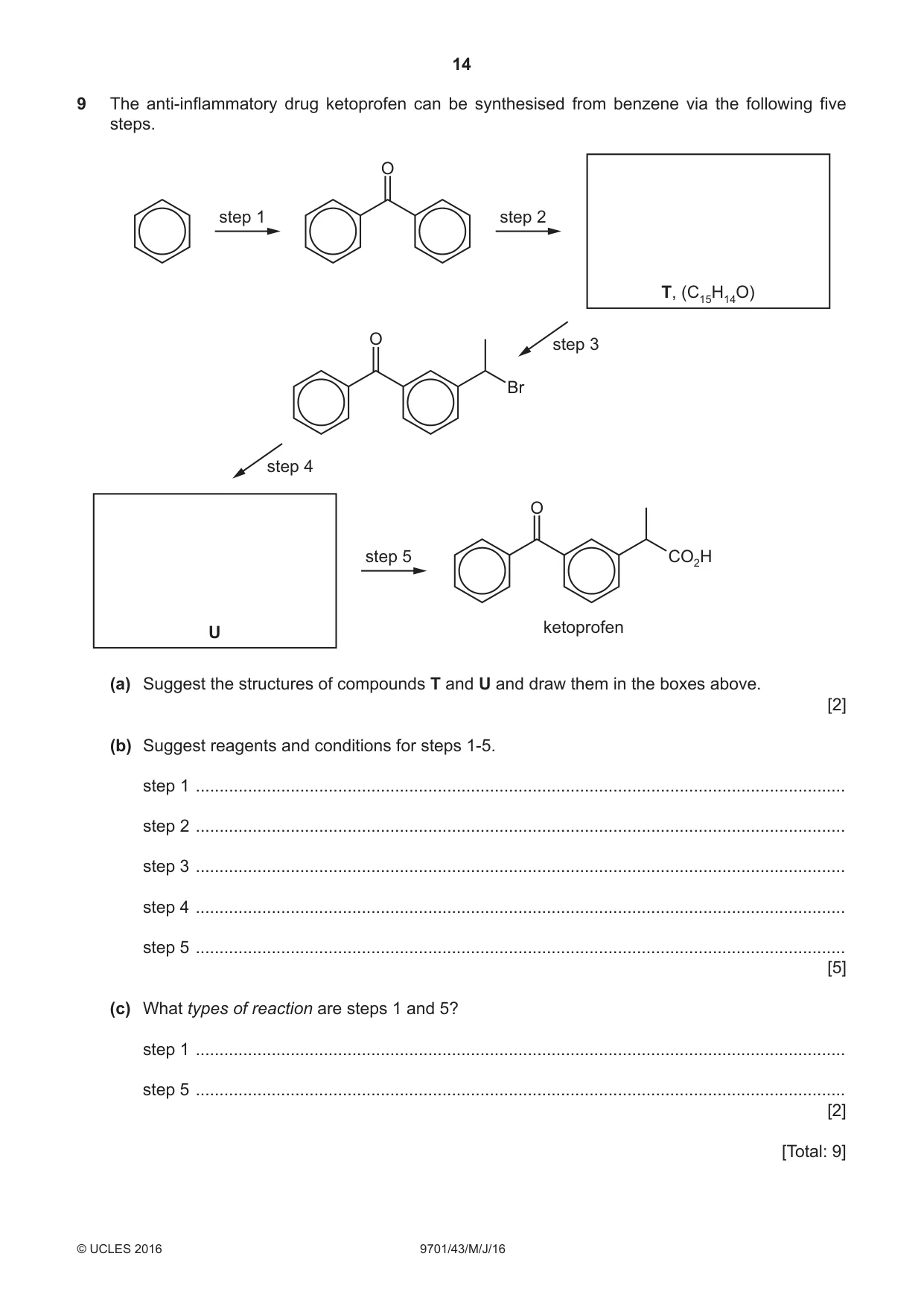 Cambridge A Level Chemistry 9701 2016 May/June Paper 4 · Variant 3 question paper, page 14 of 20