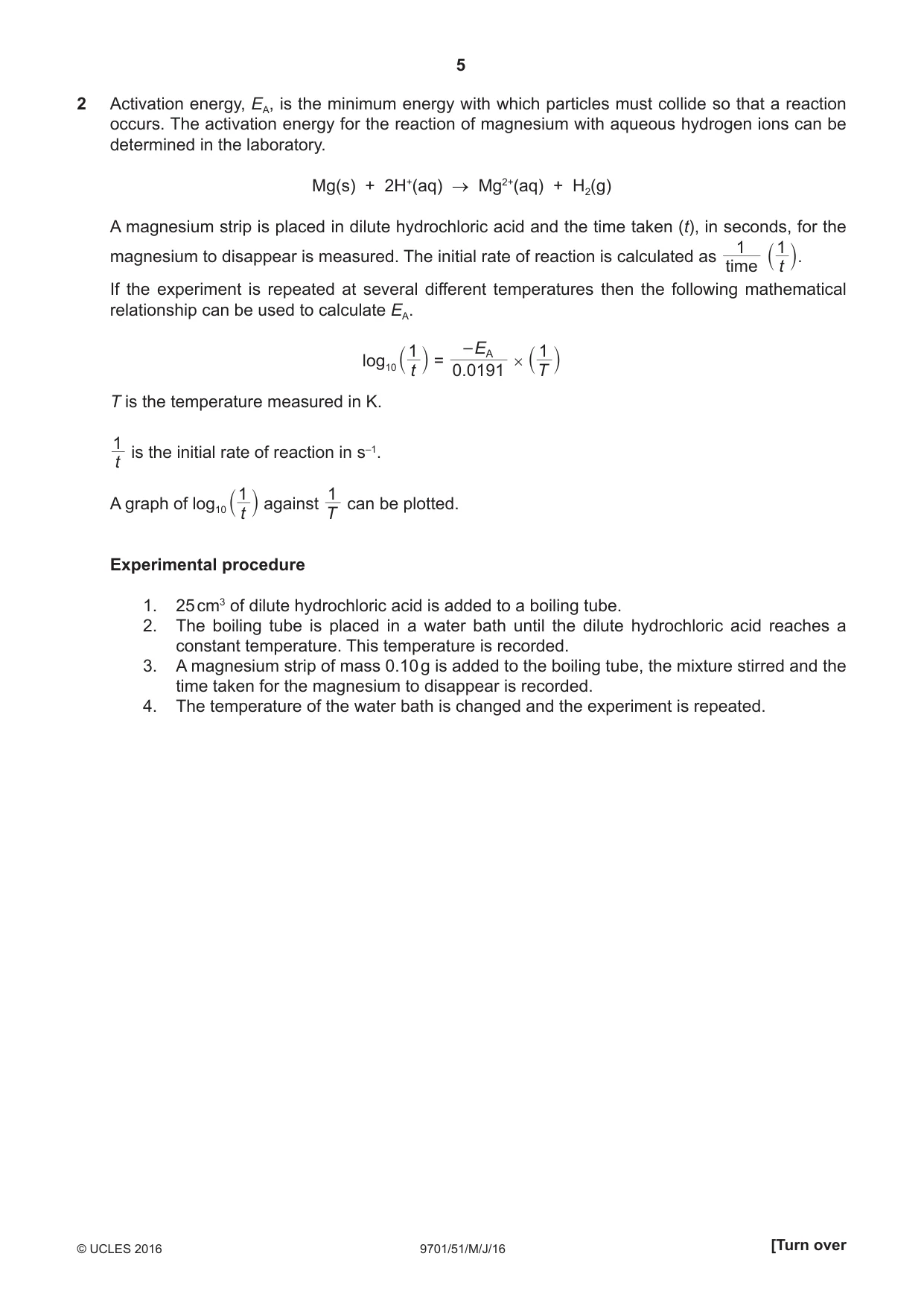 Cambridge A Level Chemistry 9701 2016 May/June Paper 5 · Variant 1 question paper, page 5 of 12