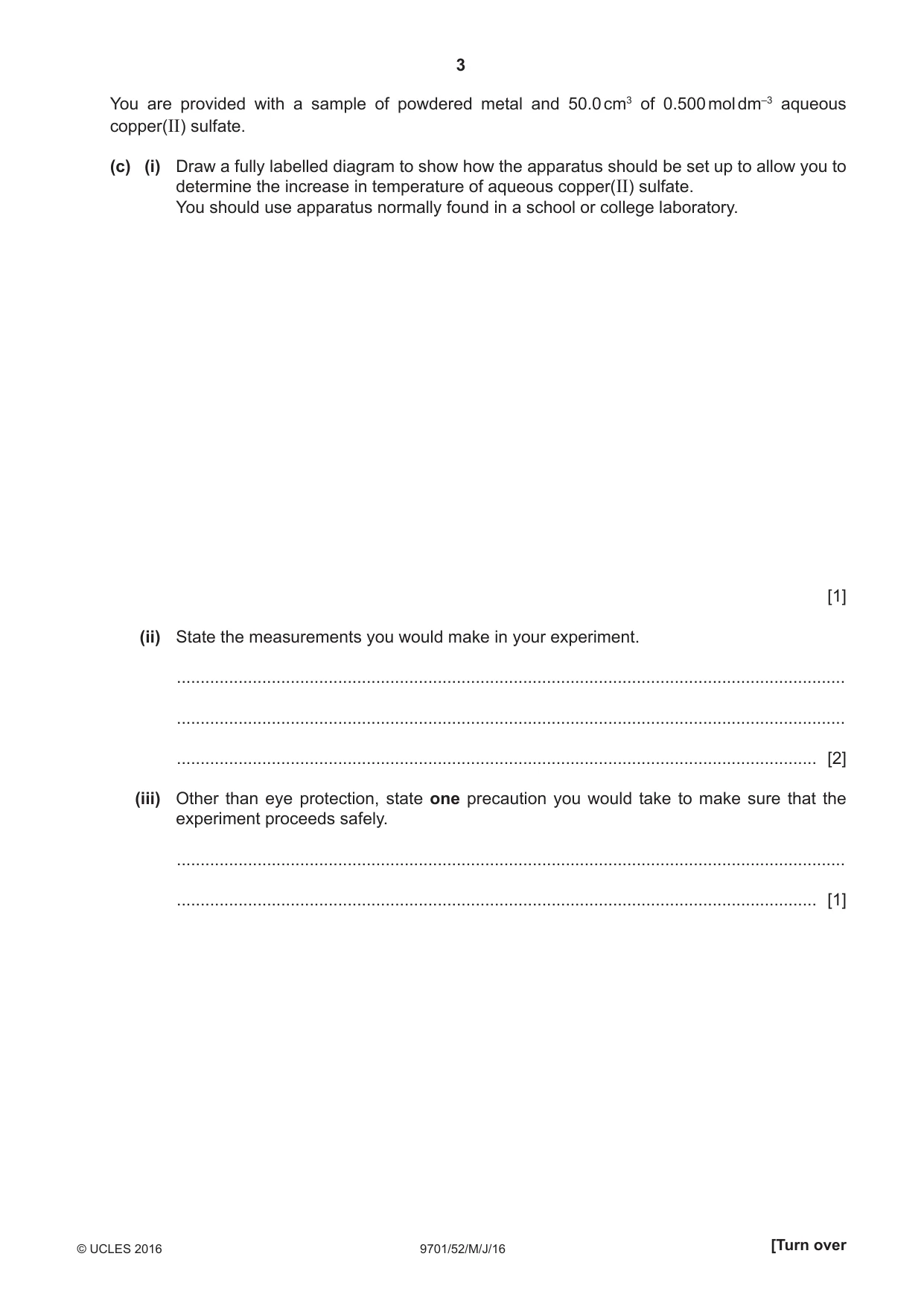 Cambridge A Level Chemistry 9701 2016 May/June Paper 5 · Variant 2 question paper, page 3 of 12