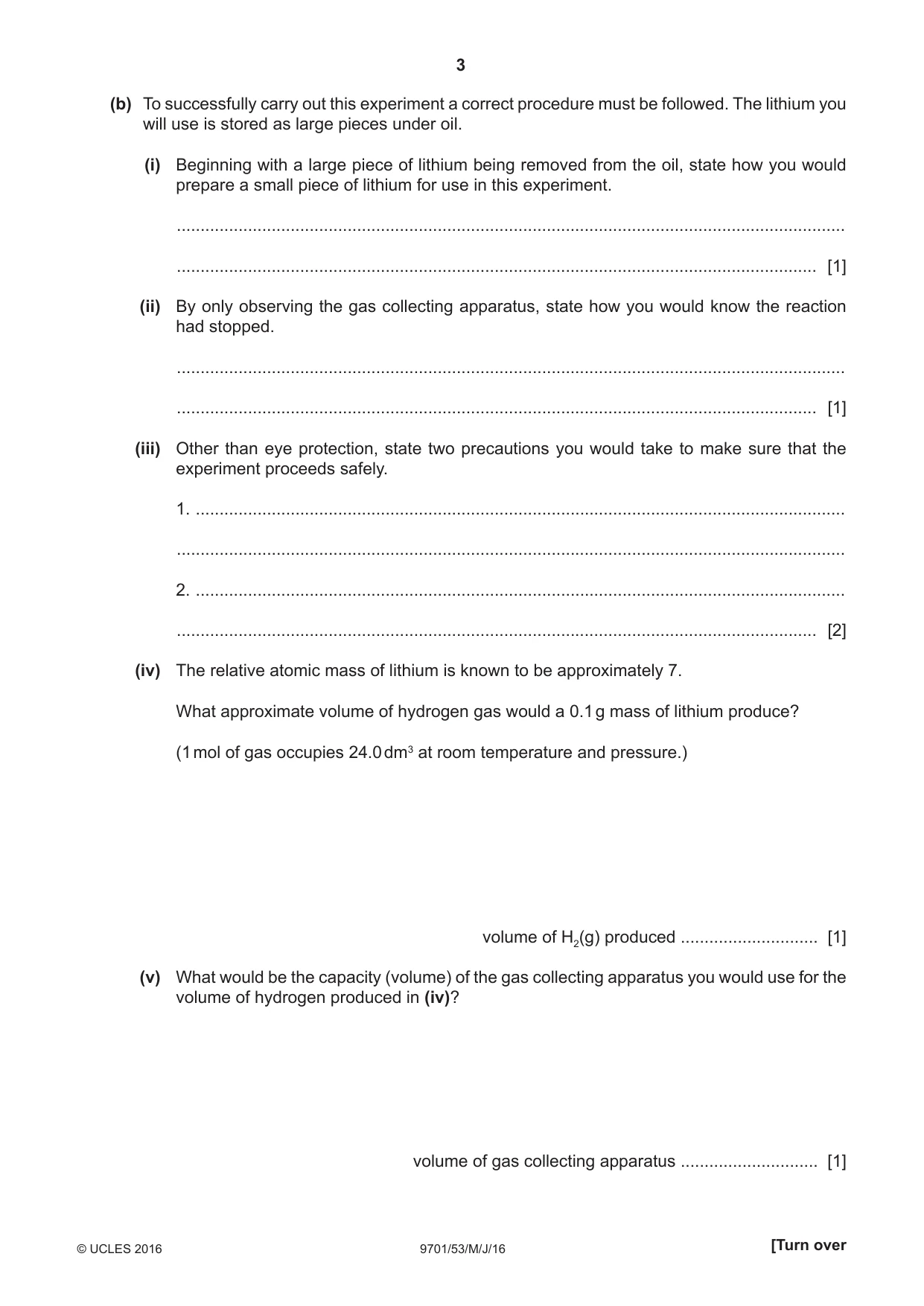 Cambridge A Level Chemistry 9701 2016 May/June Paper 5 · Variant 3 question paper, page 3 of 12
