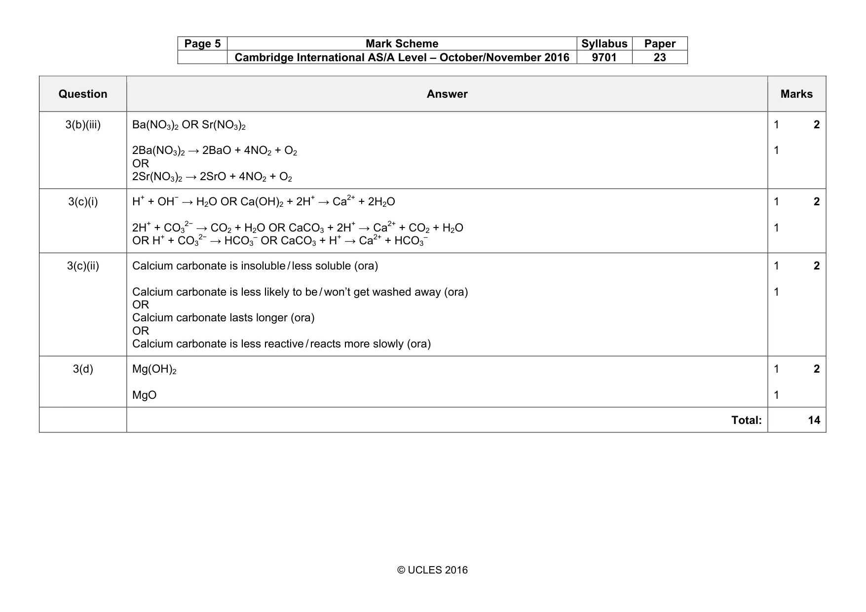 Mark scheme, page 5 of 8