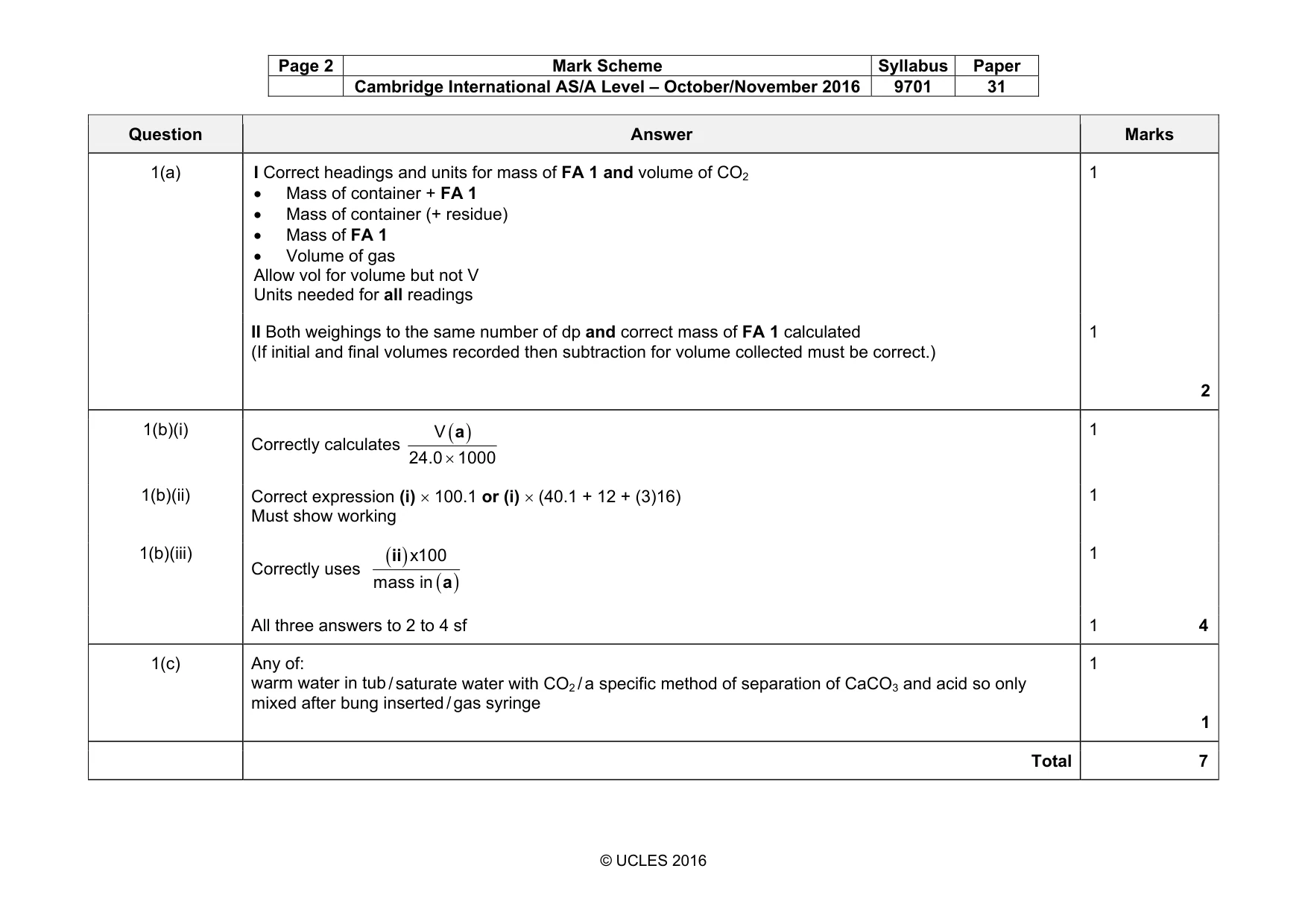 Mark scheme, page 2 of 7