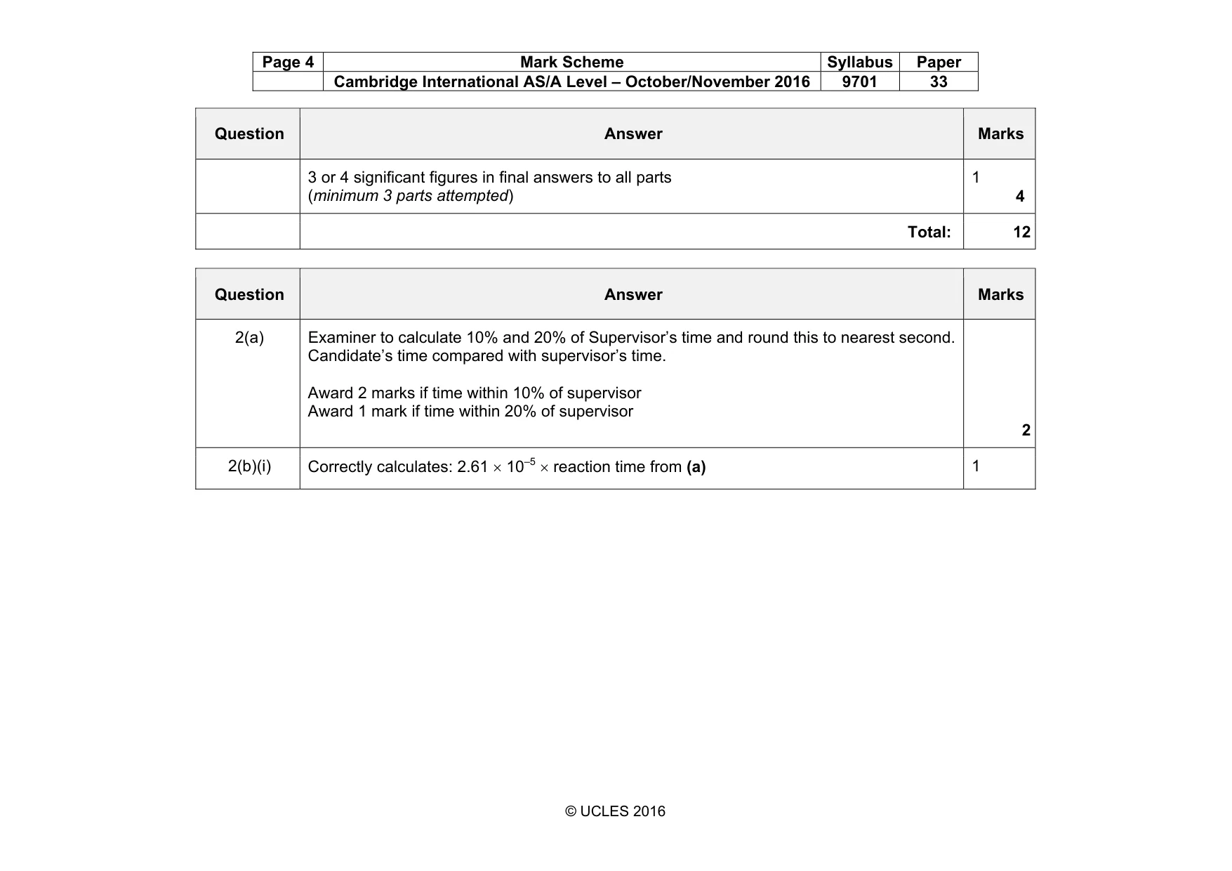 Mark scheme, page 4 of 9