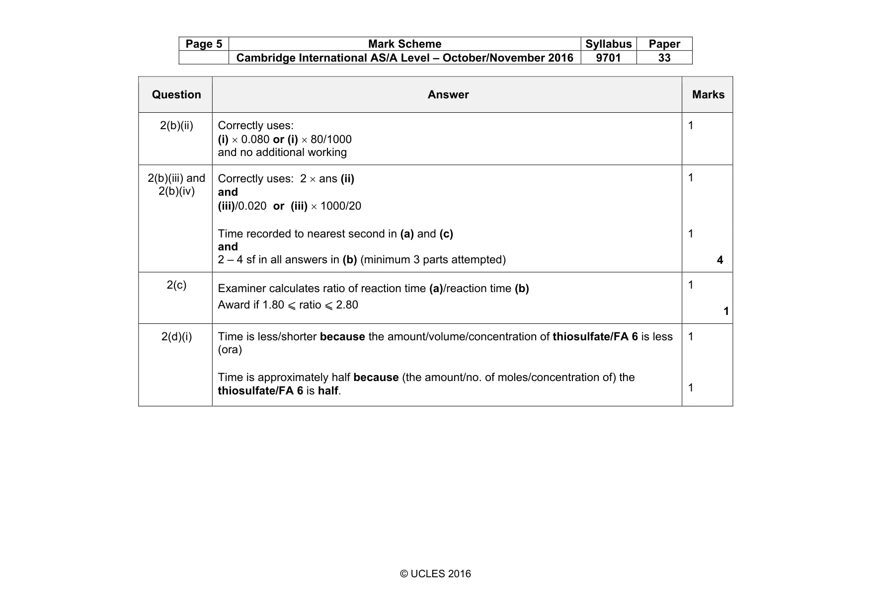 Mark scheme, page 5 of 9