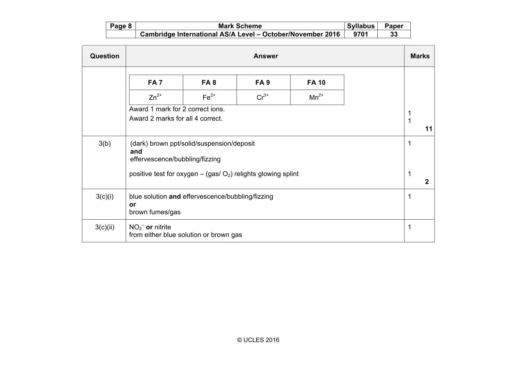 Mark scheme, page 8 of 9