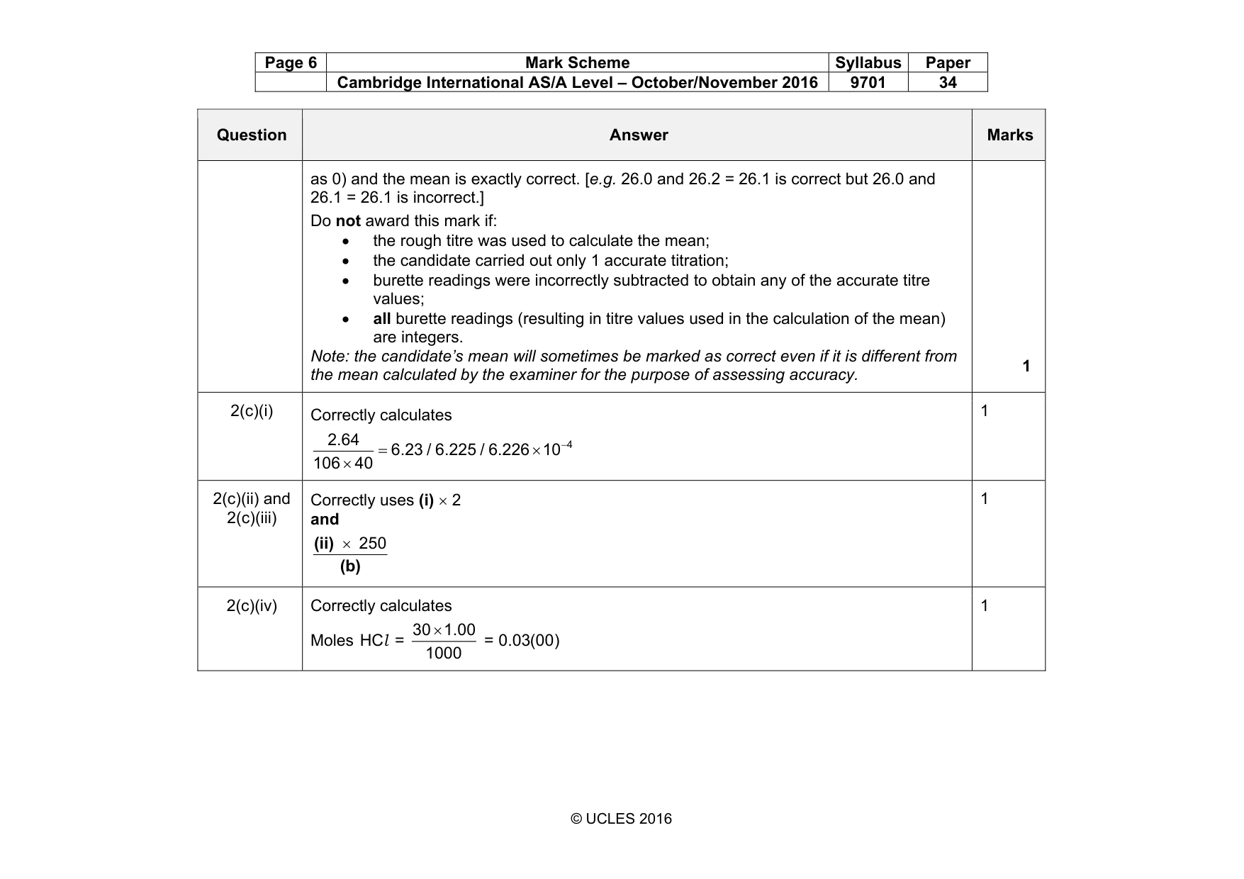 Mark scheme, page 6 of 10
