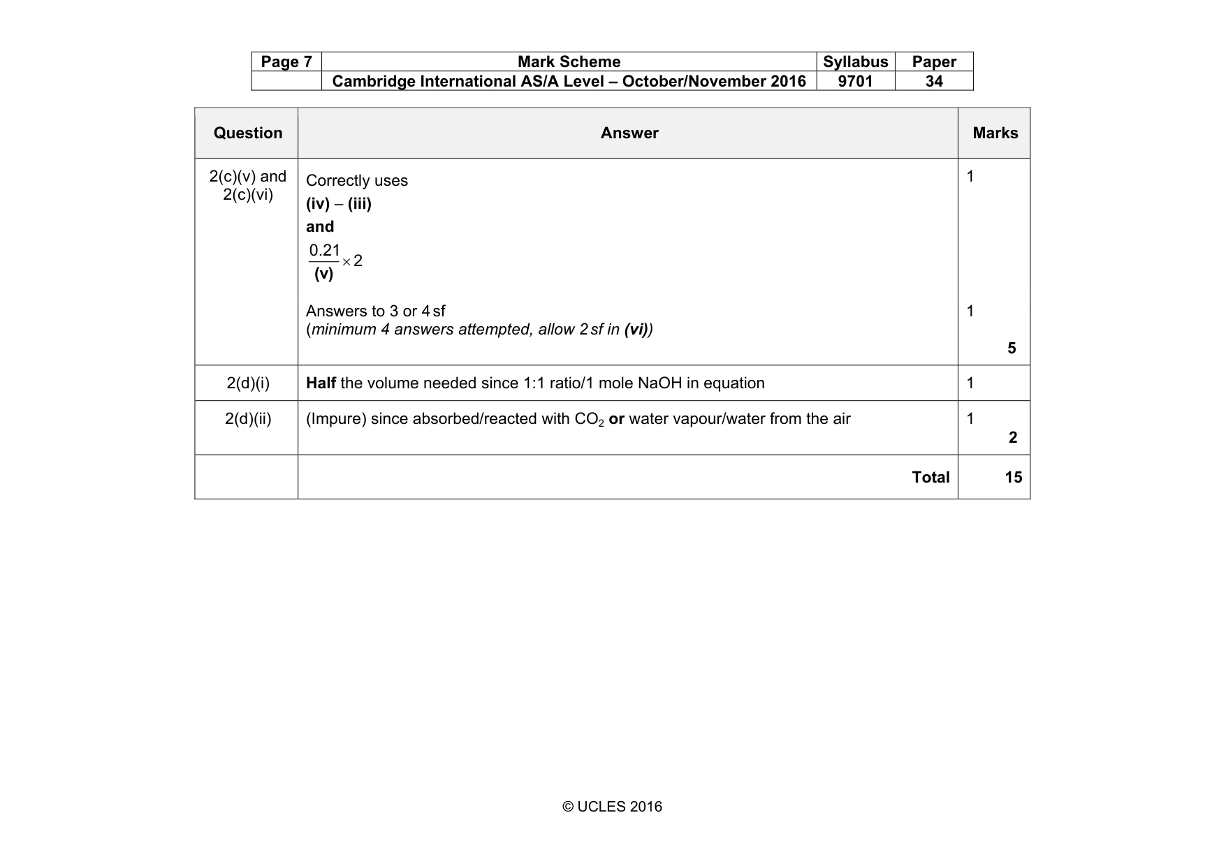 Mark scheme, page 7 of 10