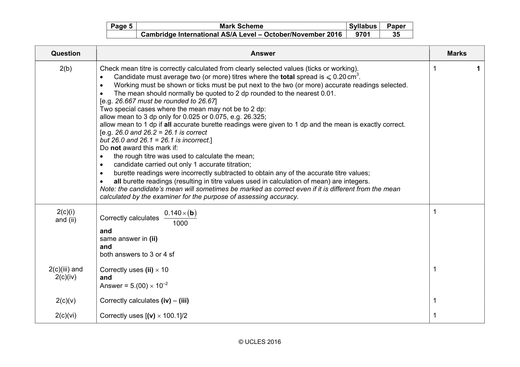 Mark scheme, page 5 of 7