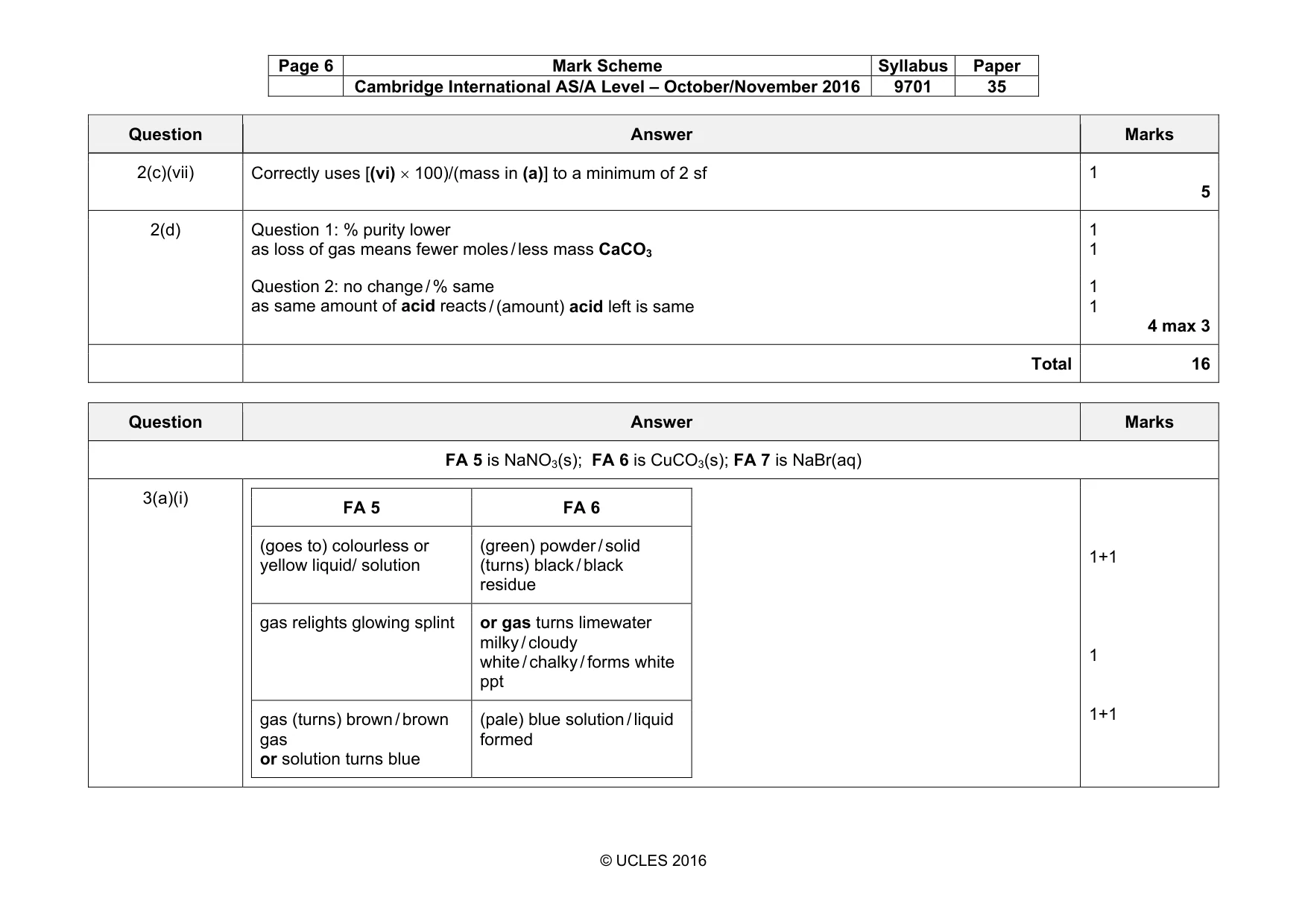 Mark scheme, page 6 of 7