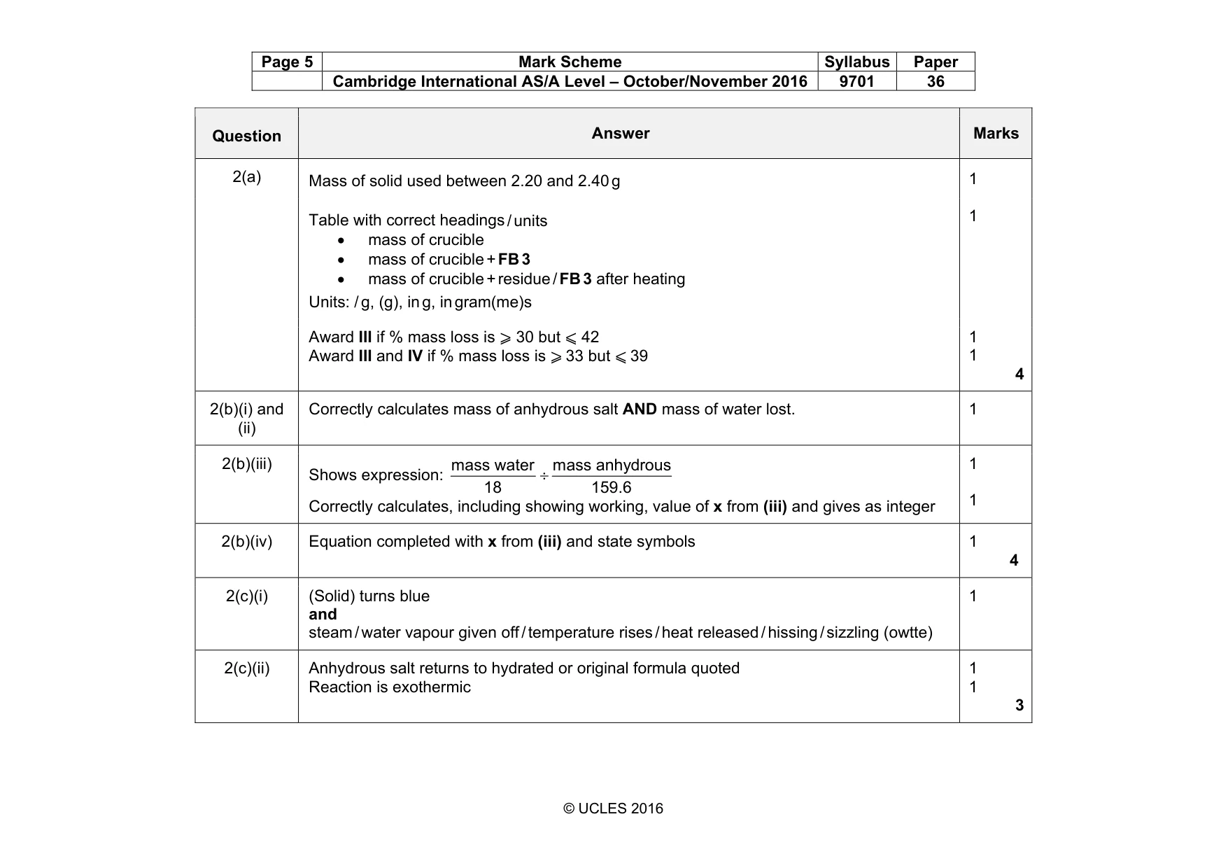 Mark scheme, page 5 of 8