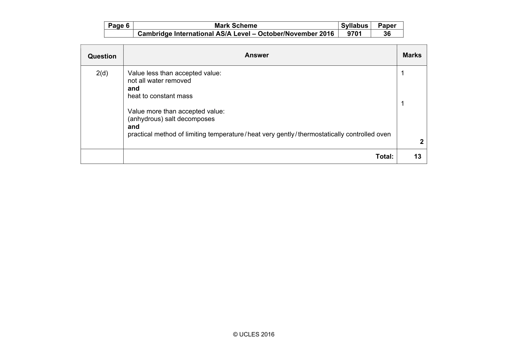 Mark scheme, page 6 of 8