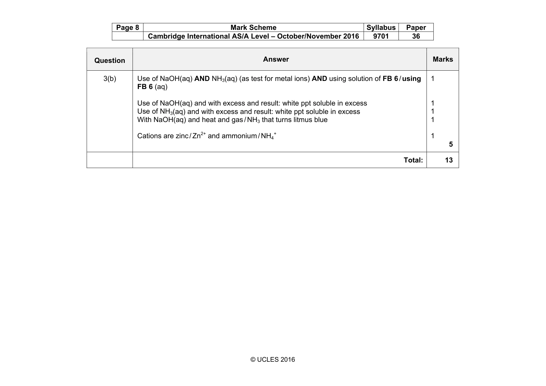 Mark scheme, page 8 of 8