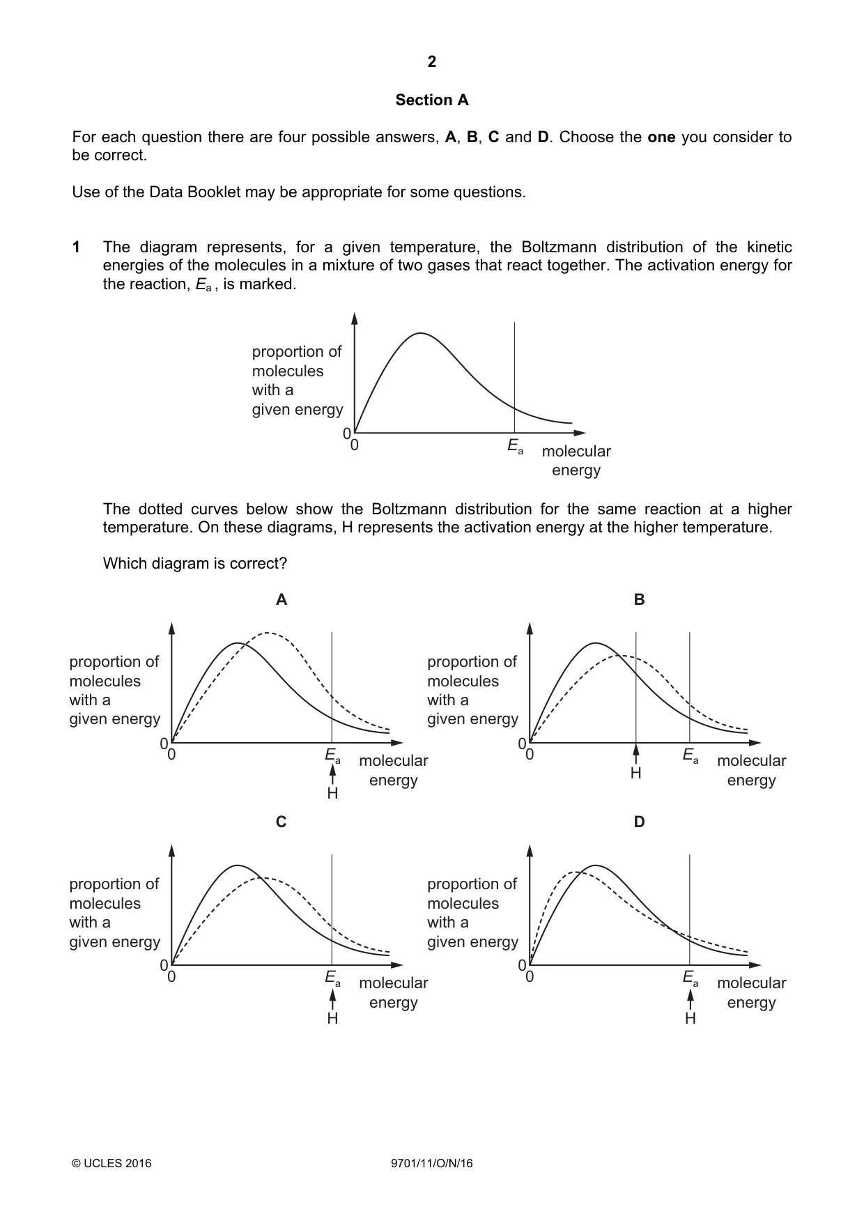 Cambridge A Level Chemistry 9701 2016 Oct/Nov Paper 1 · Variant 1 question paper, page 2 of 16