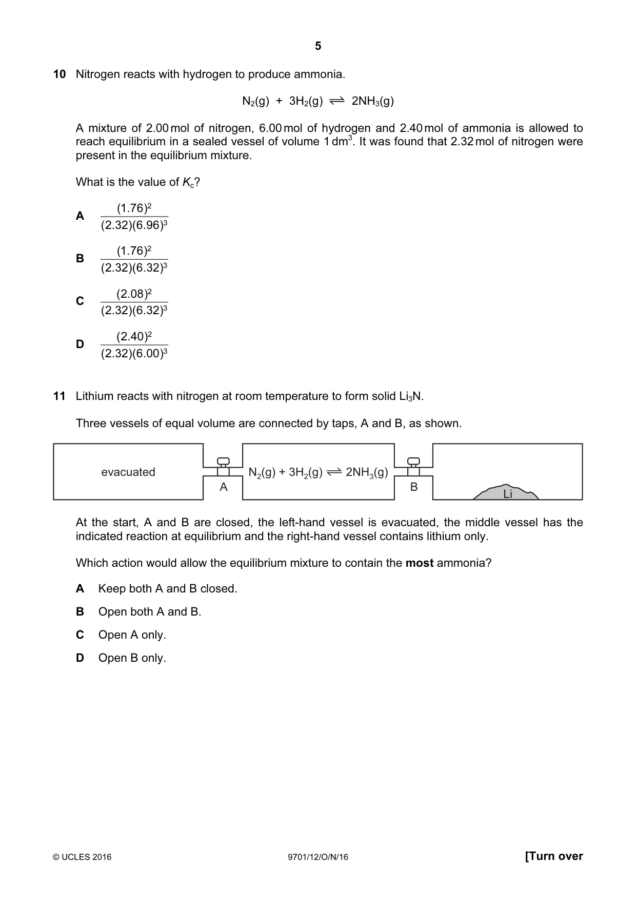 Cambridge A Level Chemistry 9701 2016 Oct/Nov Paper 1 · Variant 2 question paper, page 5 of 16