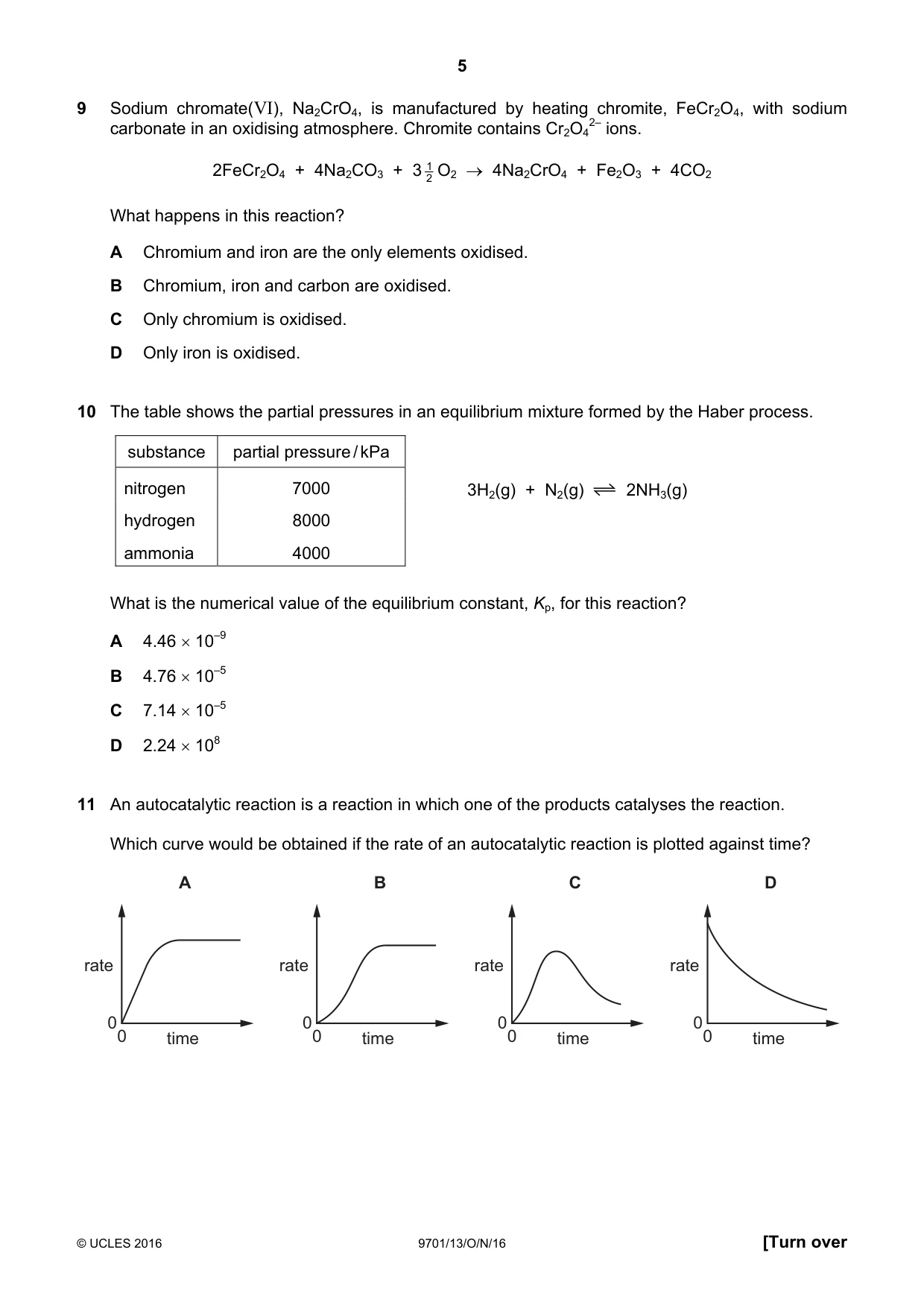Cambridge A Level Chemistry 9701 2016 Oct/Nov Paper 1 · Variant 3 question paper, page 5 of 16