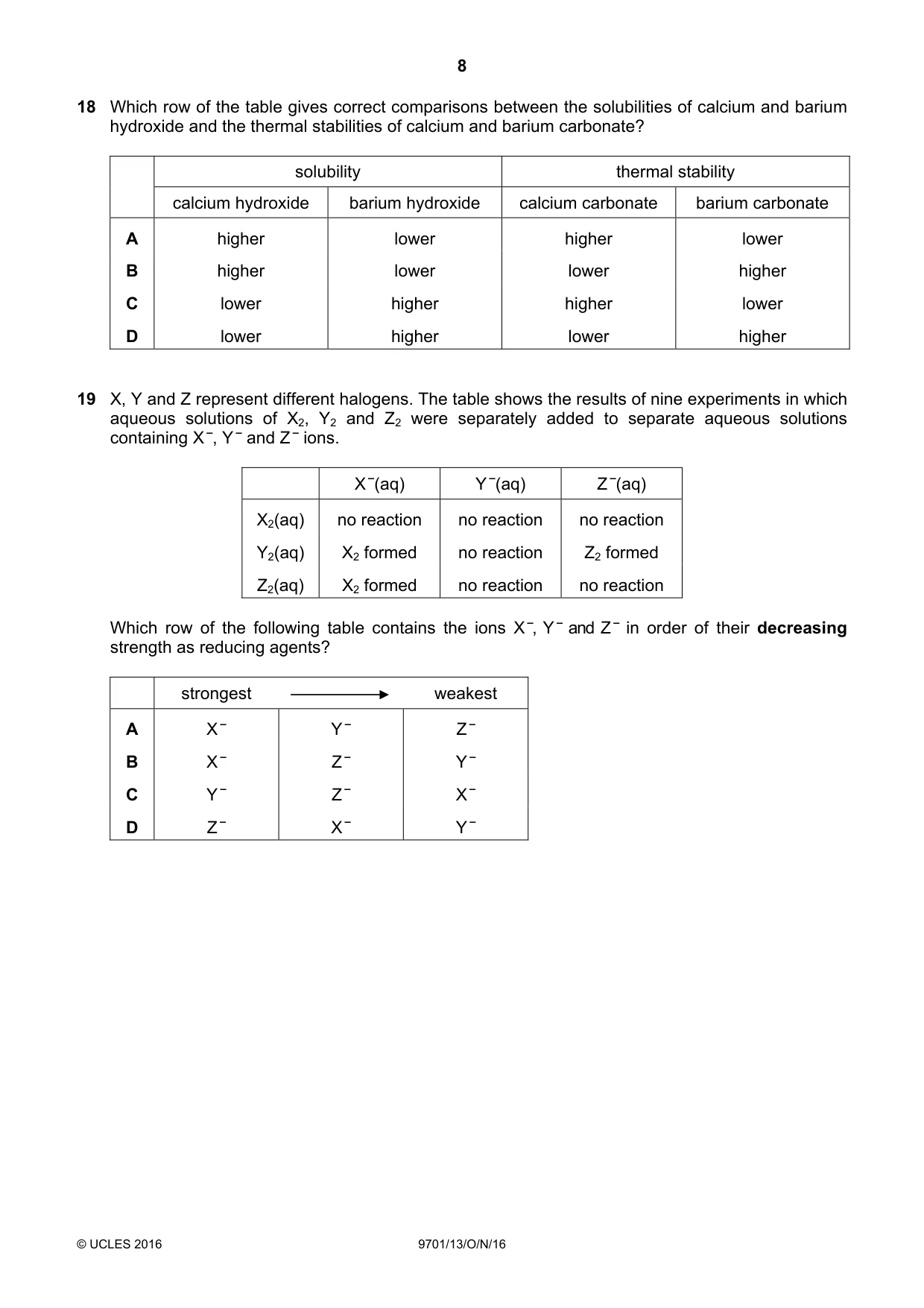 Cambridge A Level Chemistry 9701 2016 Oct/Nov Paper 1 · Variant 3 question paper, page 8 of 16