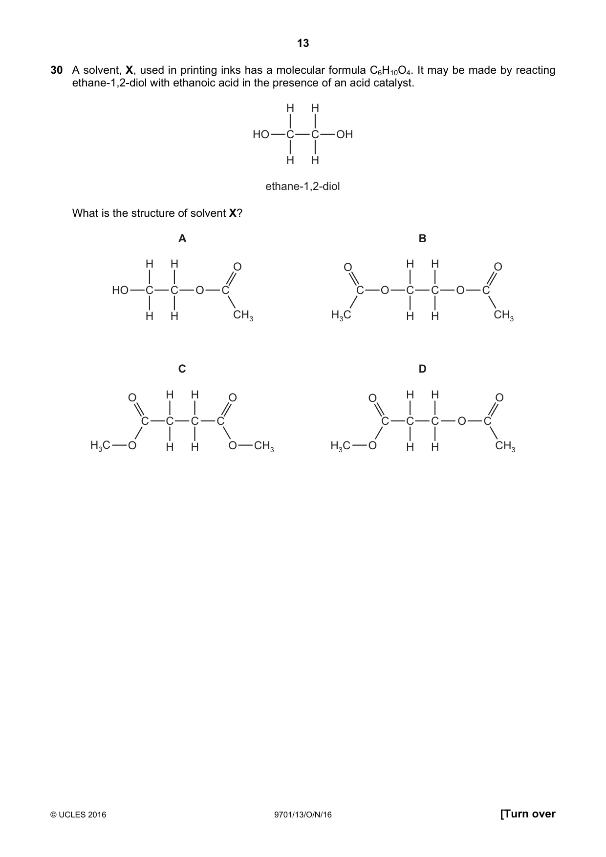 Cambridge A Level Chemistry 9701 2016 Oct/Nov Paper 1 · Variant 3 question paper, page 13 of 16