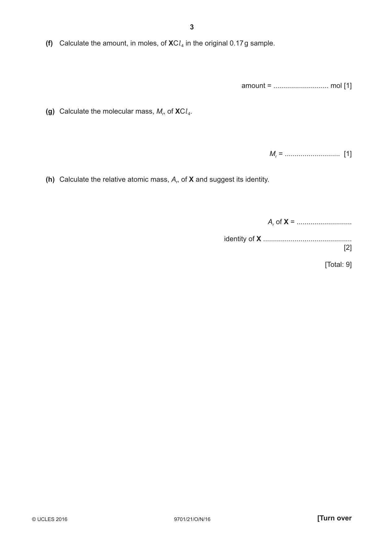 Cambridge A Level Chemistry 9701 2016 Oct/Nov Paper 2 · Variant 1 question paper, page 3 of 12