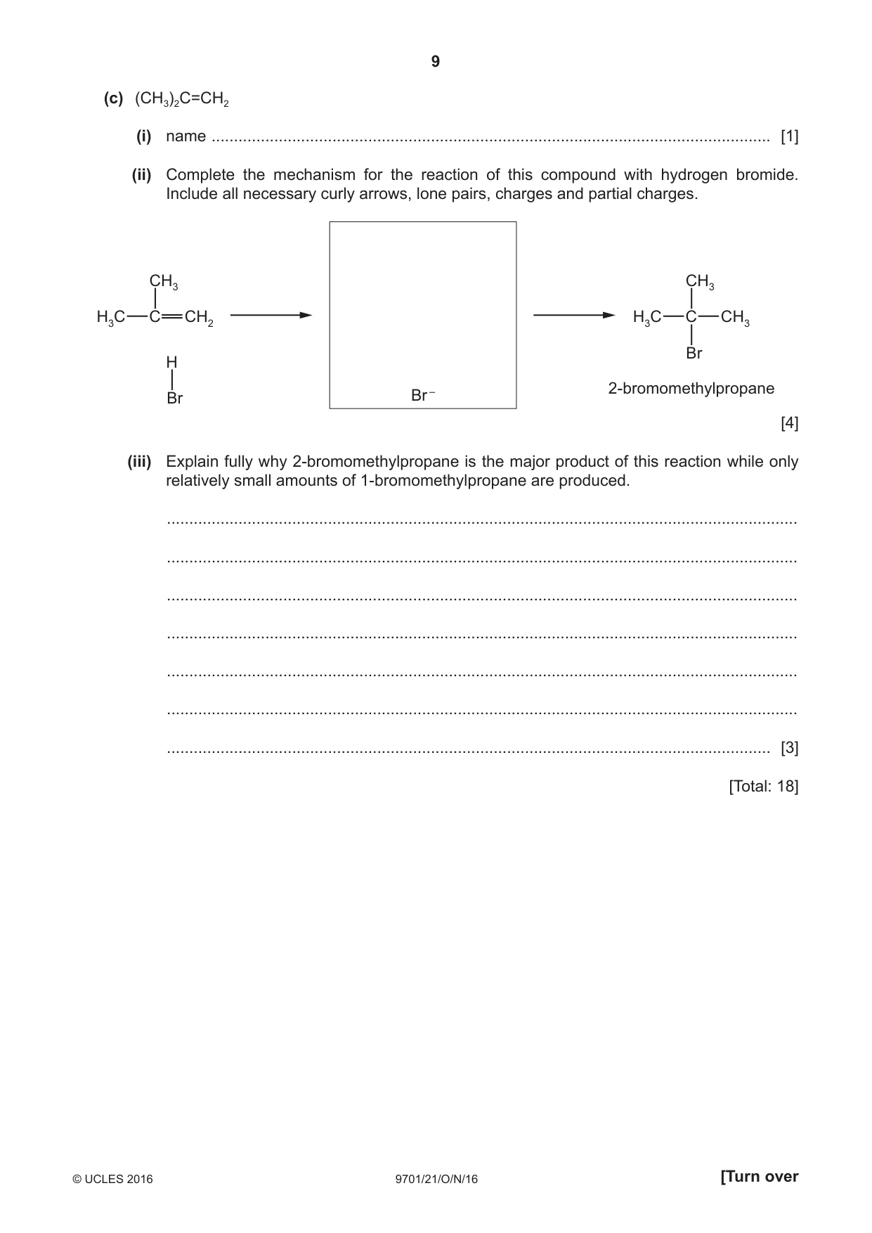 Cambridge A Level Chemistry 9701 2016 Oct/Nov Paper 2 · Variant 1 question paper, page 9 of 12
