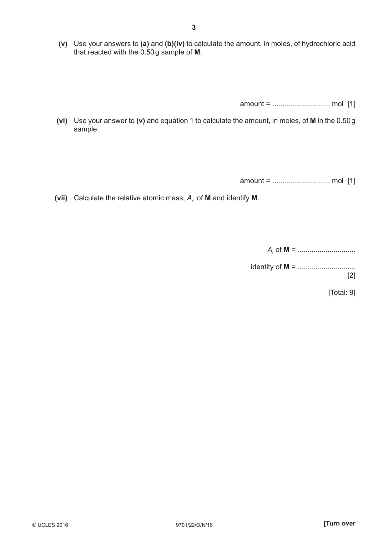 Cambridge A Level Chemistry 9701 2016 Oct/Nov Paper 2 · Variant 2 question paper, page 3 of 12