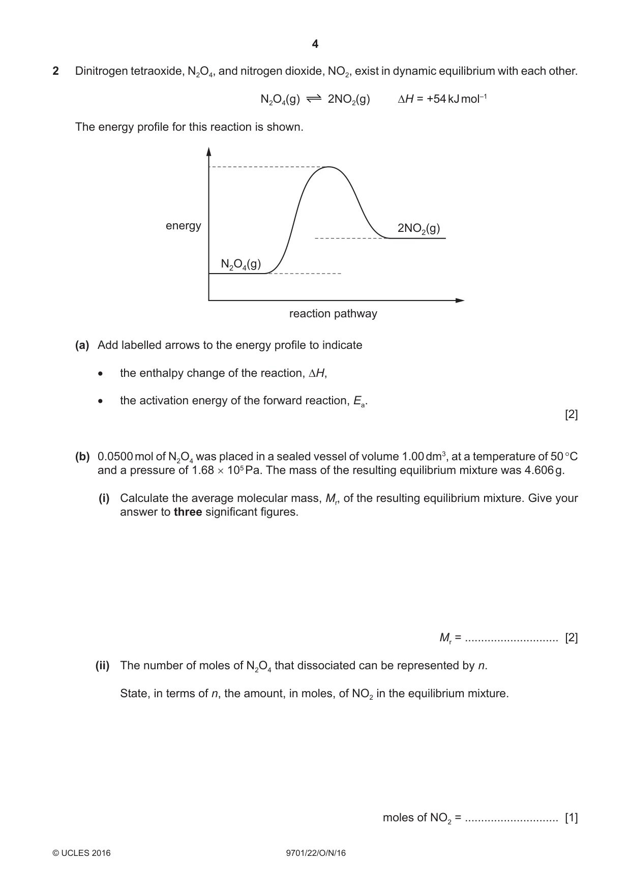 Cambridge A Level Chemistry 9701 2016 Oct/Nov Paper 2 · Variant 2 question paper, page 4 of 12