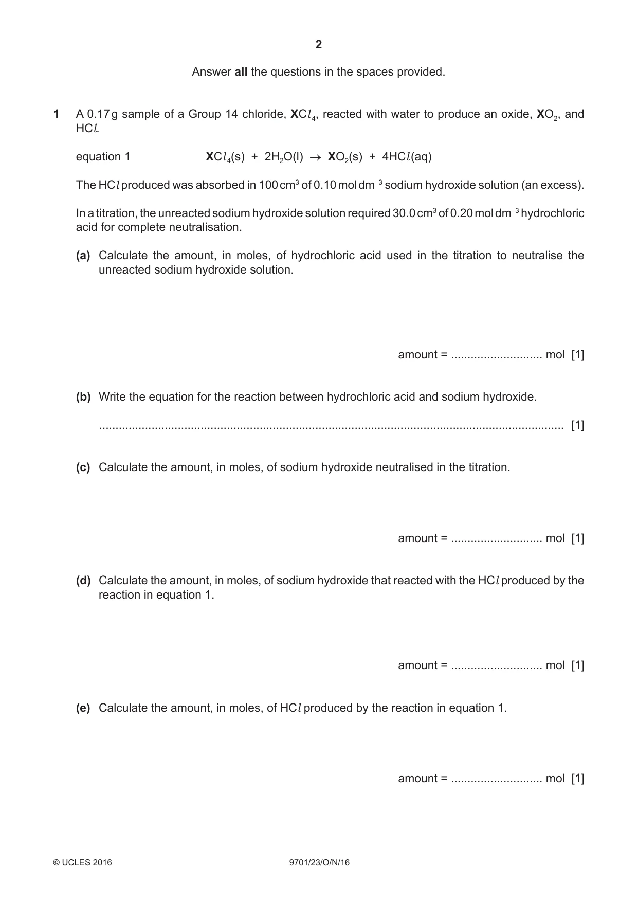 Cambridge A Level Chemistry 9701 2016 Oct/Nov Paper 2 · Variant 3 question paper, page 2 of 12
