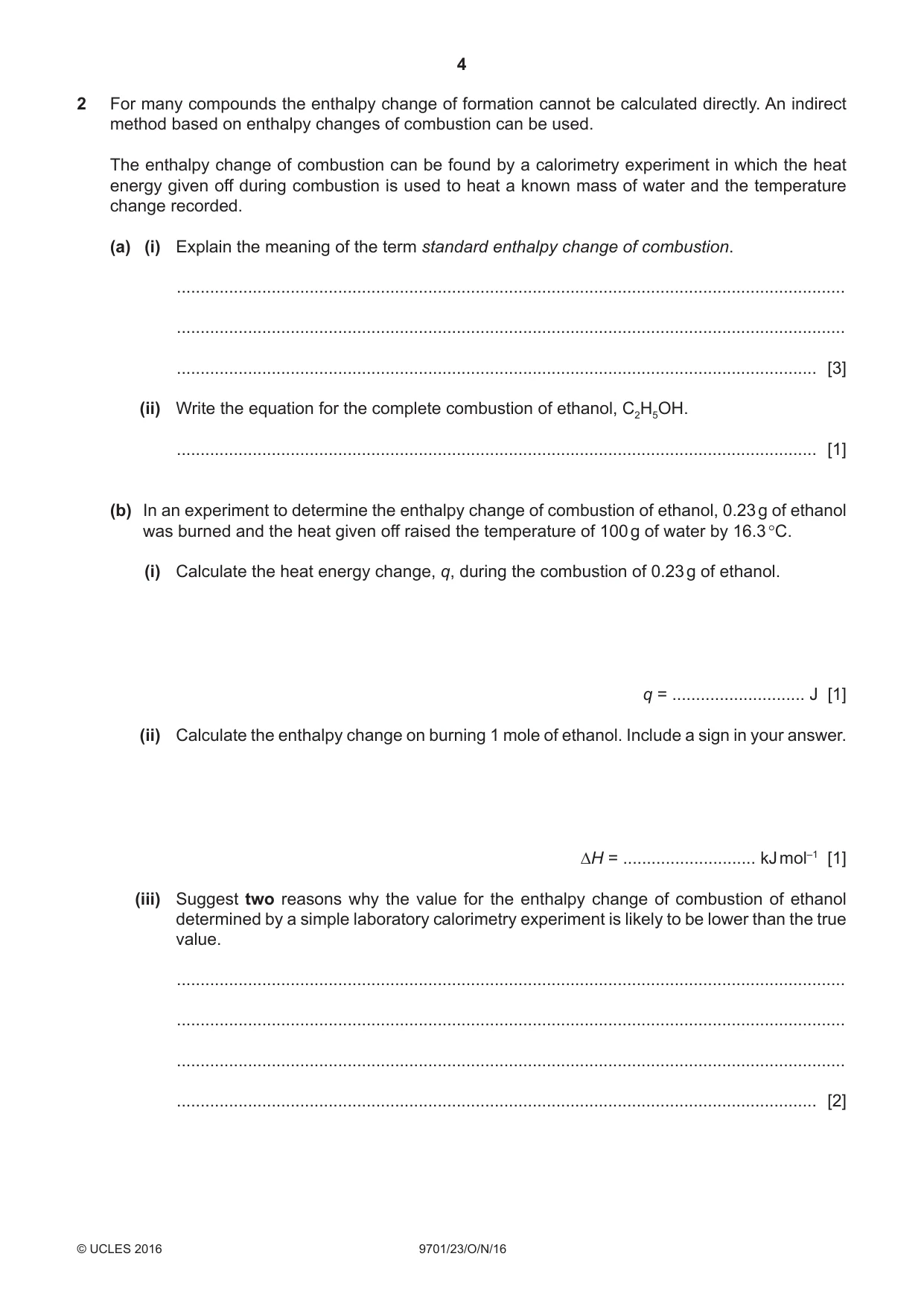 Cambridge A Level Chemistry 9701 2016 Oct/Nov Paper 2 · Variant 3 question paper, page 4 of 12