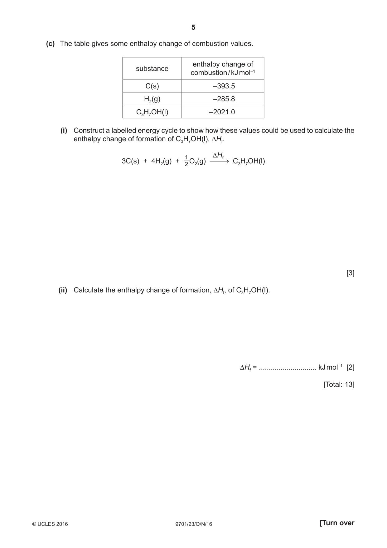 Cambridge A Level Chemistry 9701 2016 Oct/Nov Paper 2 · Variant 3 question paper, page 5 of 12