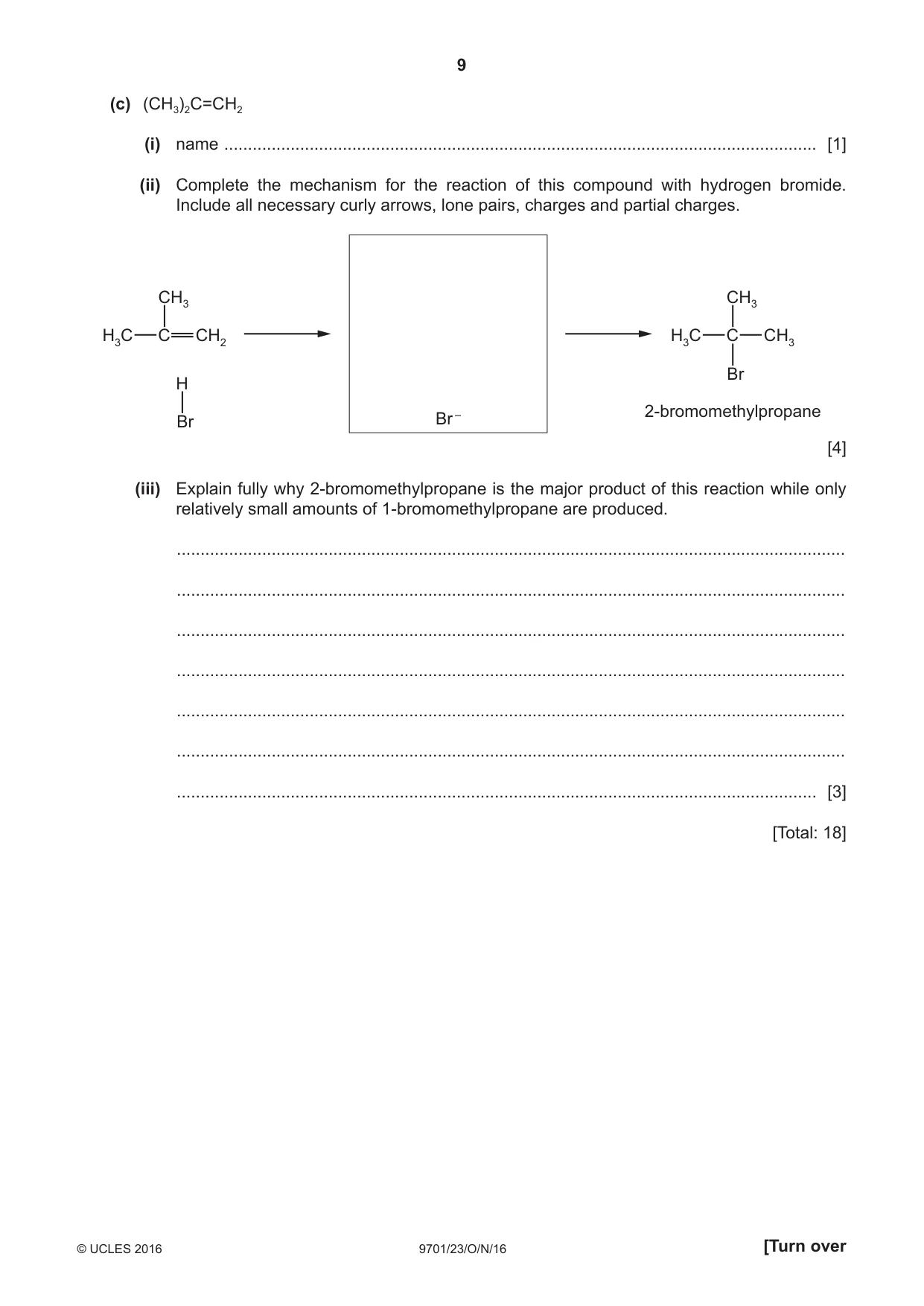 Cambridge A Level Chemistry 9701 2016 Oct/Nov Paper 2 · Variant 3 question paper, page 9 of 12