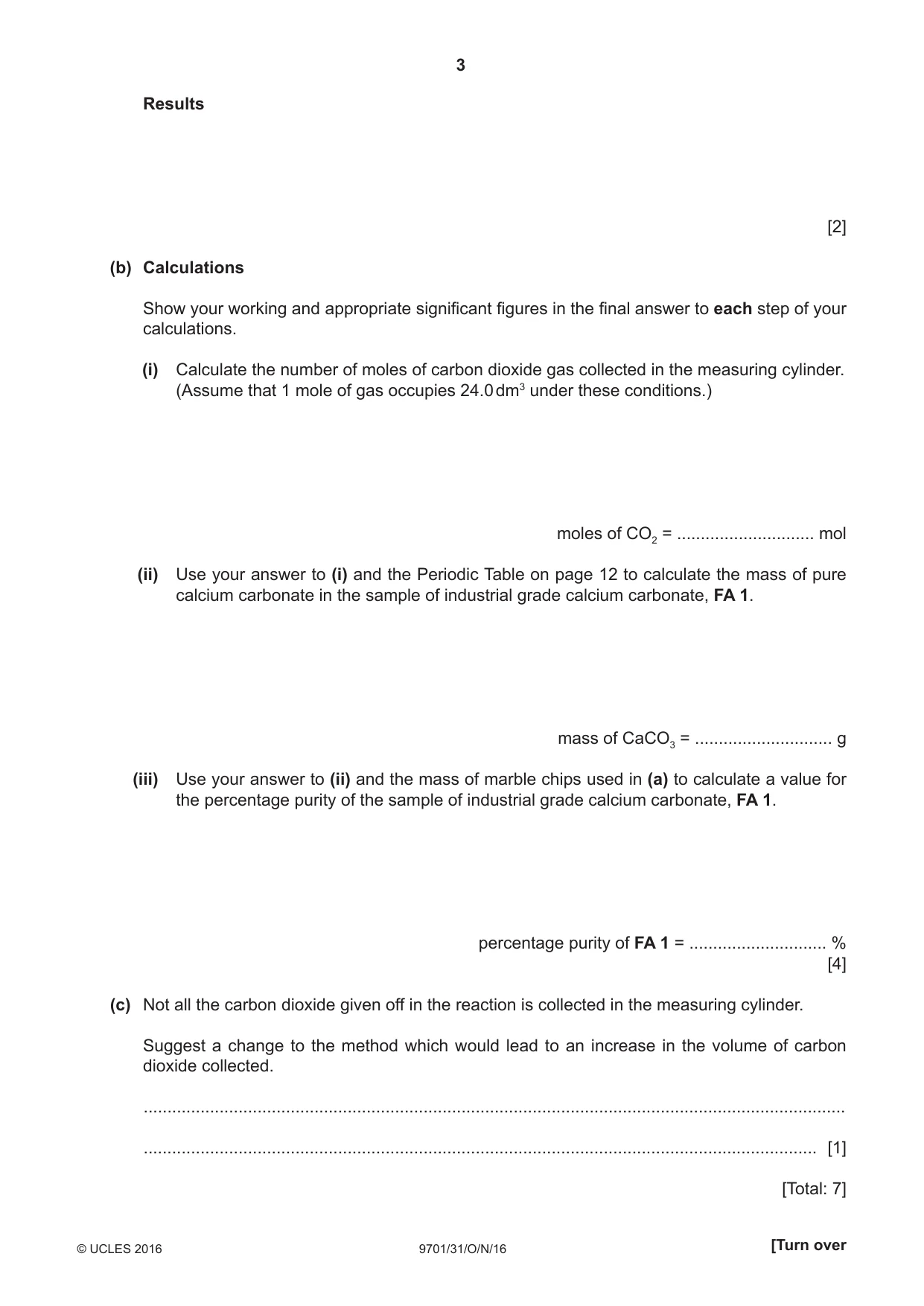 Cambridge A Level Chemistry 9701 2016 Oct/Nov Paper 3 · Variant 1 question paper, page 3 of 12