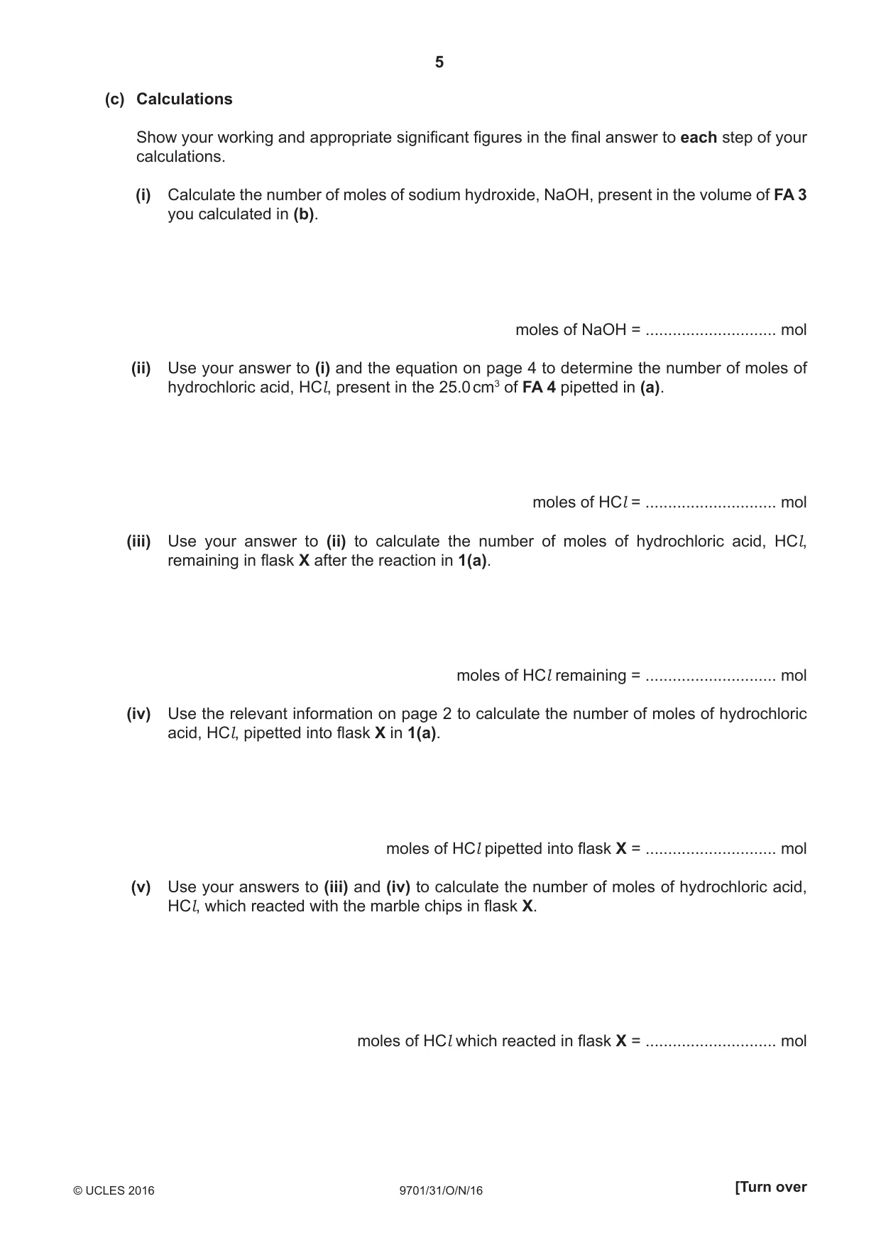 Cambridge A Level Chemistry 9701 2016 Oct/Nov Paper 3 · Variant 1 question paper, page 5 of 12