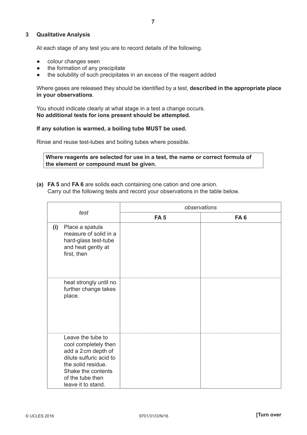 Cambridge A Level Chemistry 9701 2016 Oct/Nov Paper 3 · Variant 1 question paper, page 7 of 12