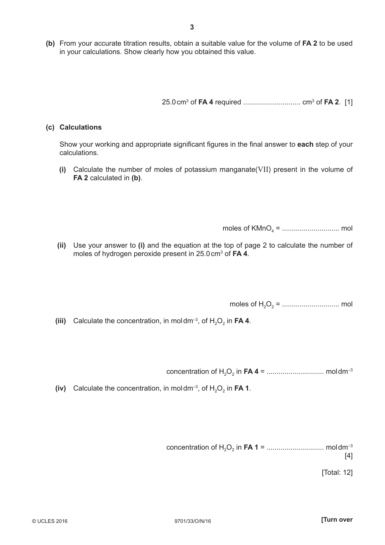 Cambridge A Level Chemistry 9701 2016 Oct/Nov Paper 3 · Variant 3 question paper, page 3 of 12