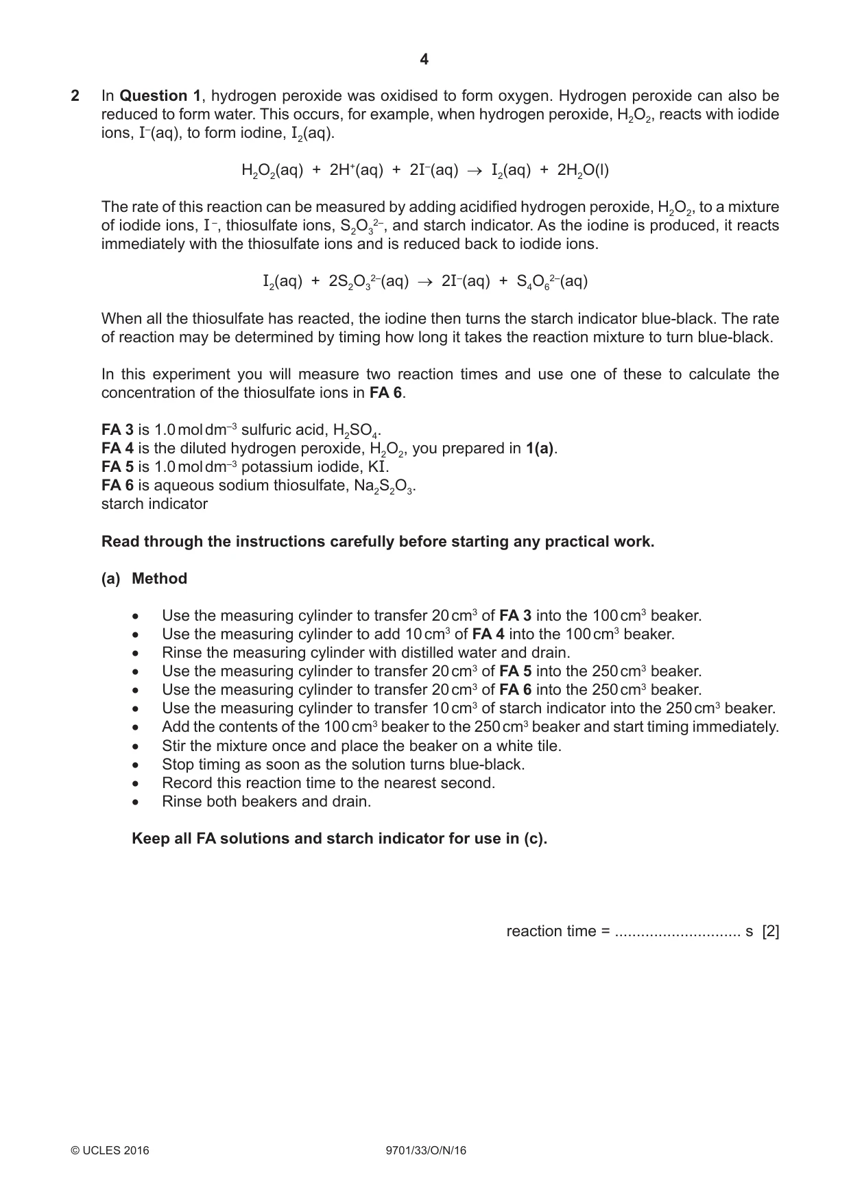 Cambridge A Level Chemistry 9701 2016 Oct/Nov Paper 3 · Variant 3 question paper, page 4 of 12