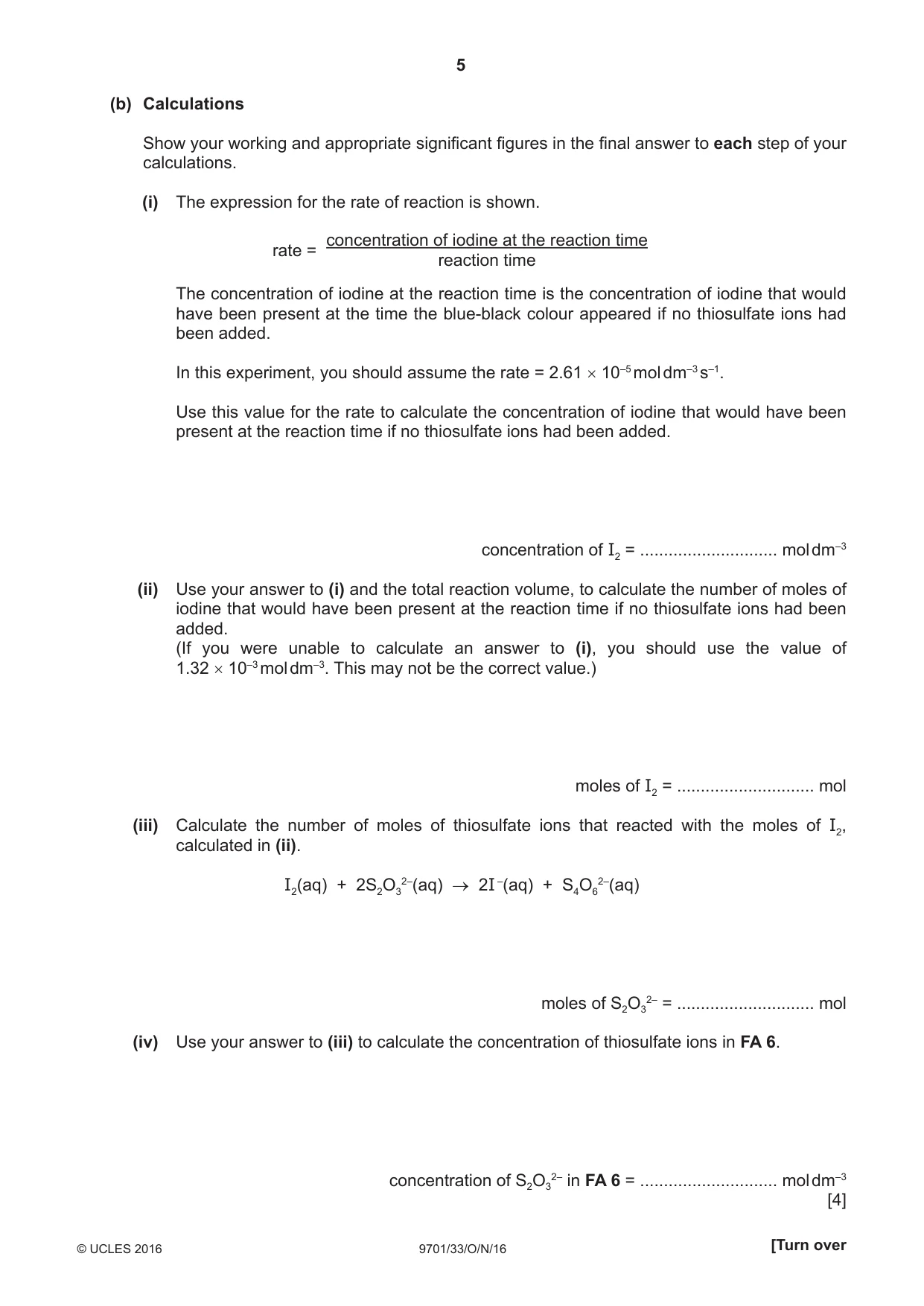 Cambridge A Level Chemistry 9701 2016 Oct/Nov Paper 3 · Variant 3 question paper, page 5 of 12