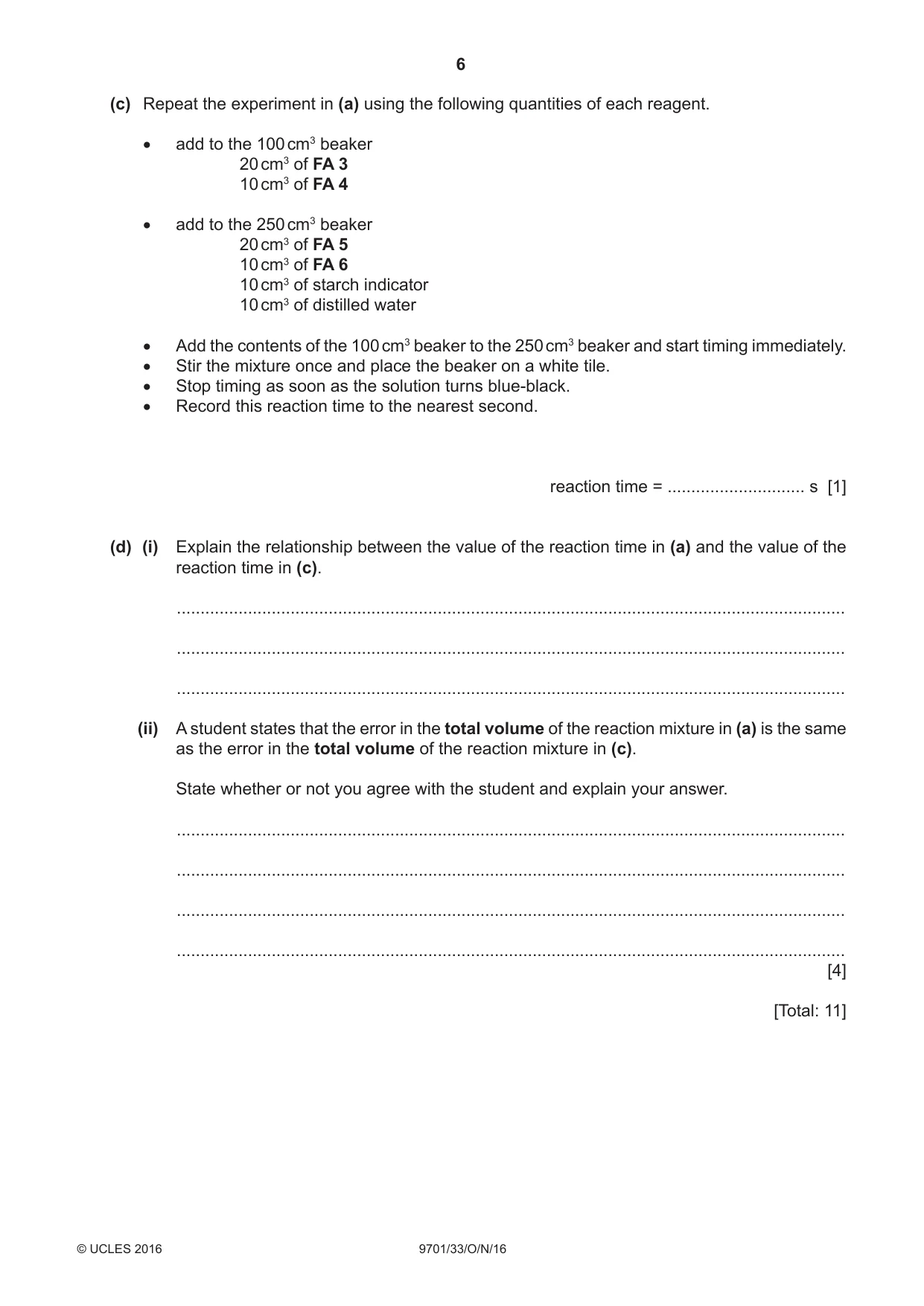 Cambridge A Level Chemistry 9701 2016 Oct/Nov Paper 3 · Variant 3 question paper, page 6 of 12
