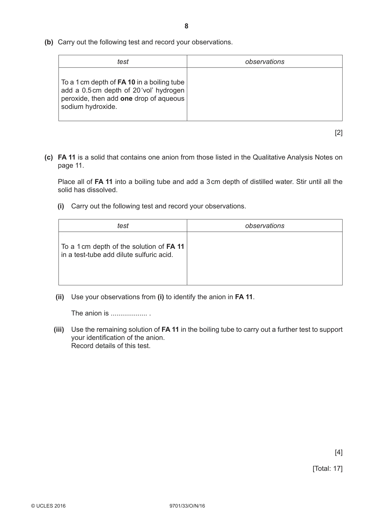 Cambridge A Level Chemistry 9701 2016 Oct/Nov Paper 3 · Variant 3 question paper, page 8 of 12