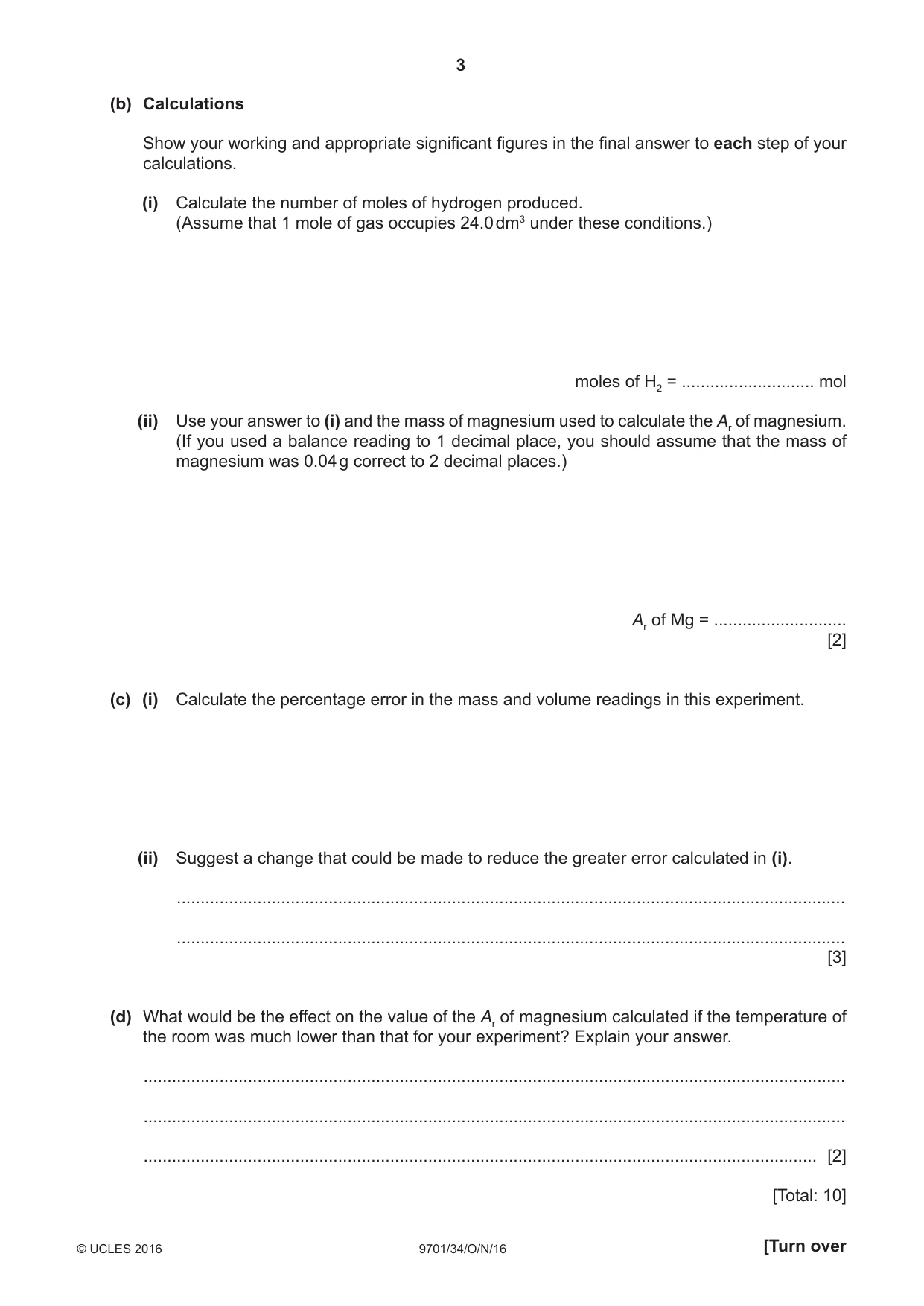 Cambridge A Level Chemistry 9701 2016 Oct/Nov Paper 3 · Variant 4 question paper, page 3 of 12