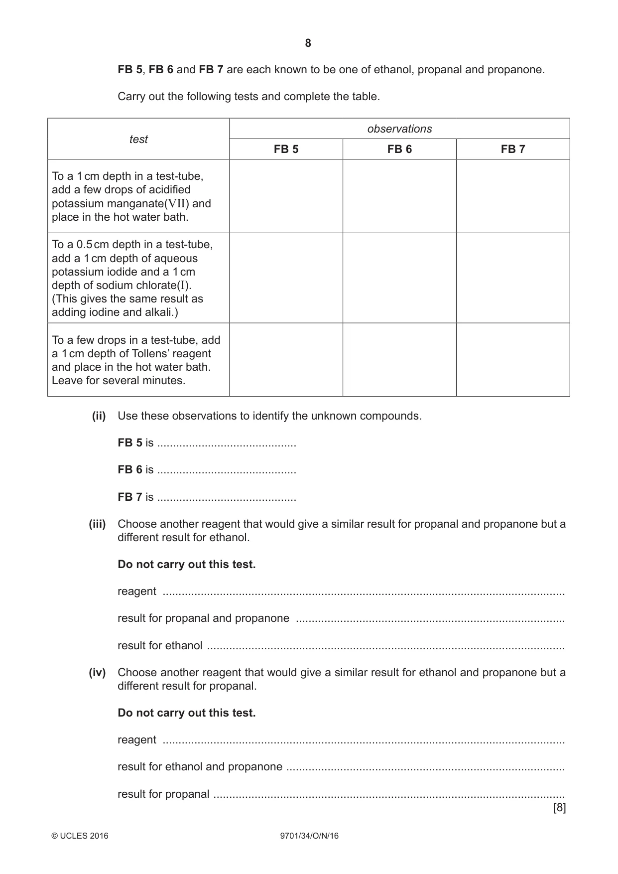 Cambridge A Level Chemistry 9701 2016 Oct/Nov Paper 3 · Variant 4 question paper, page 8 of 12